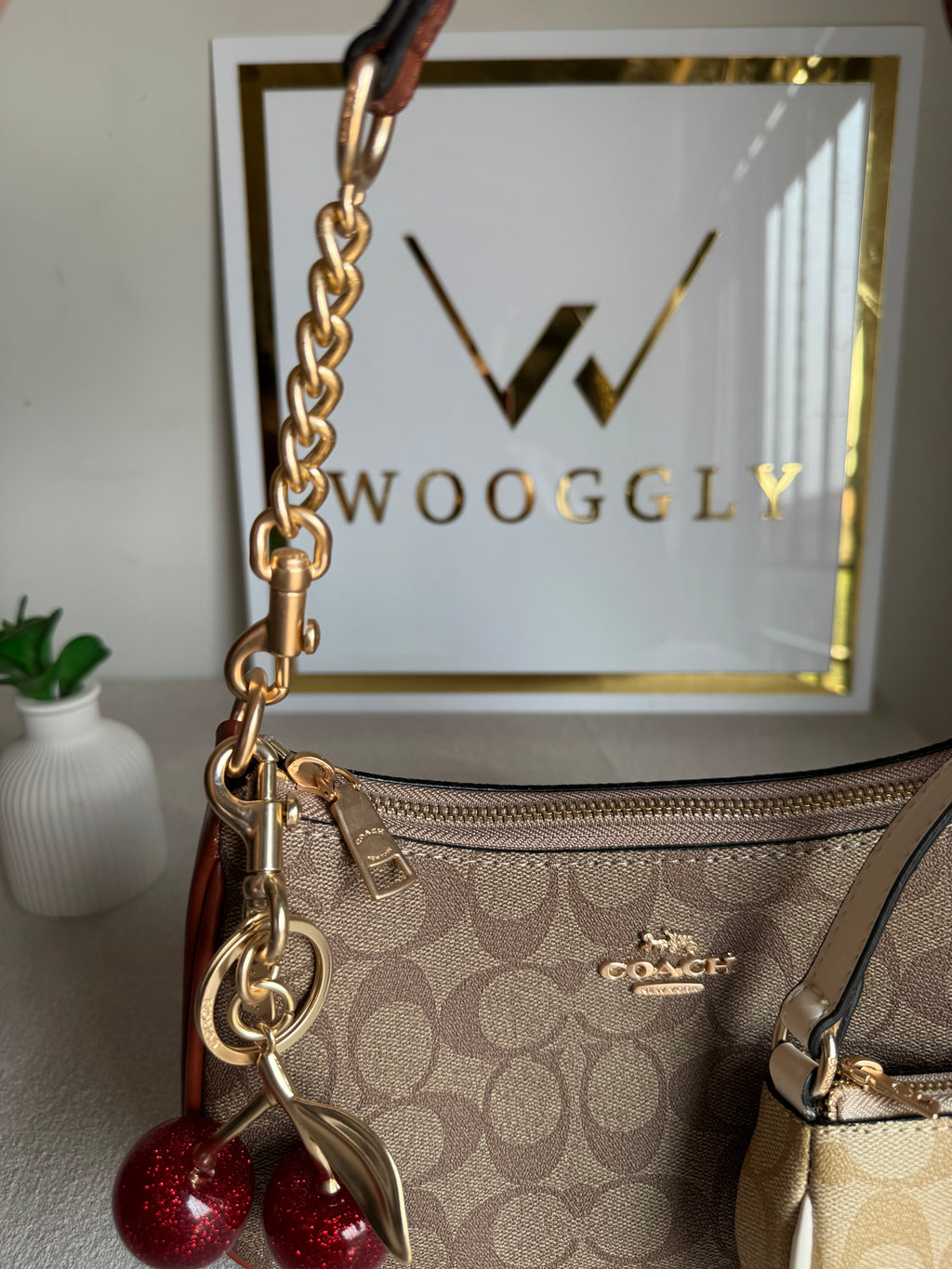 COACH Teri Gift Box with Baby Teri Charm & Coach Cherry Charm - Apricot Brown