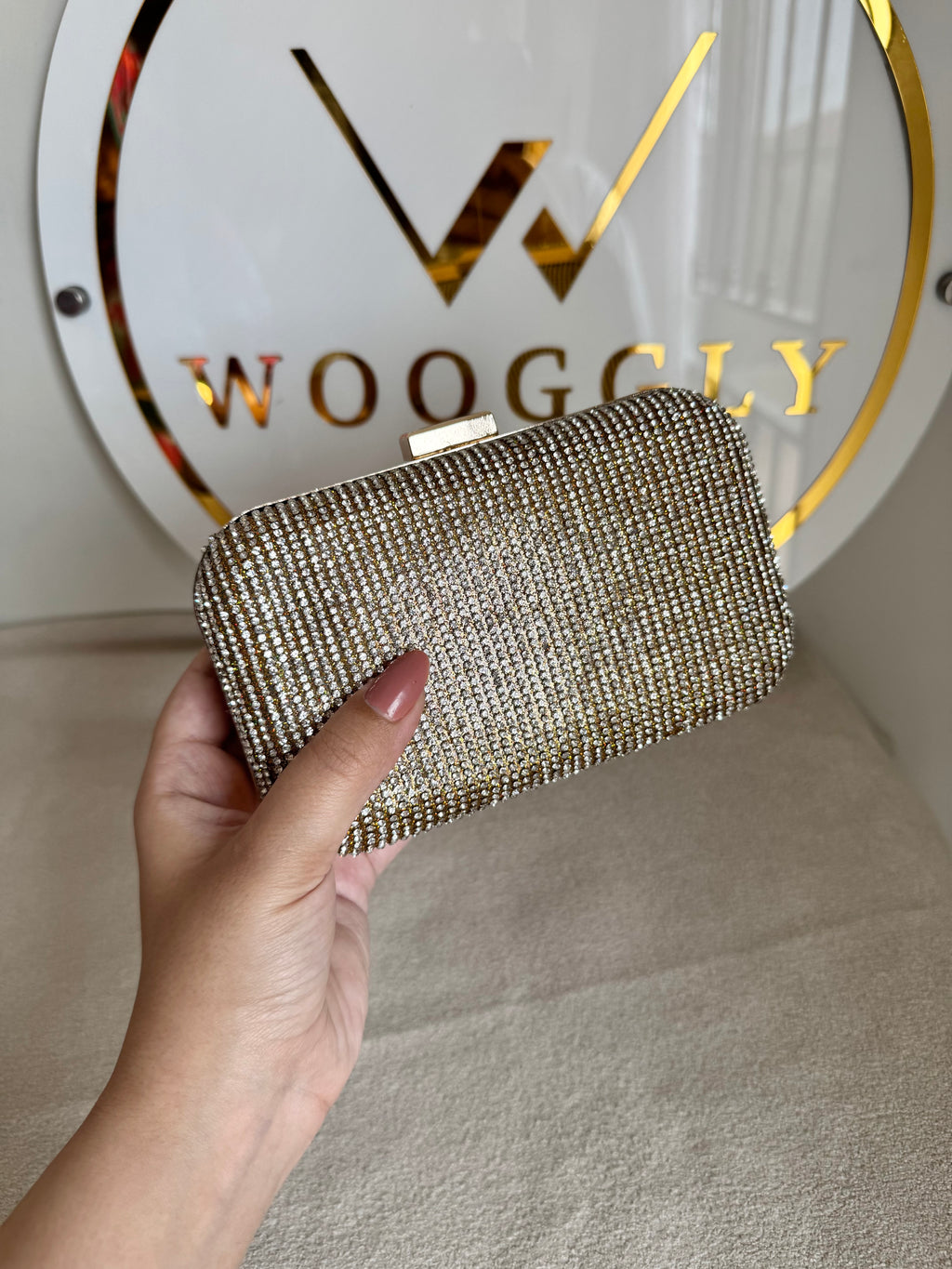 Mehar Shimmer Clutch - Rose Gold
