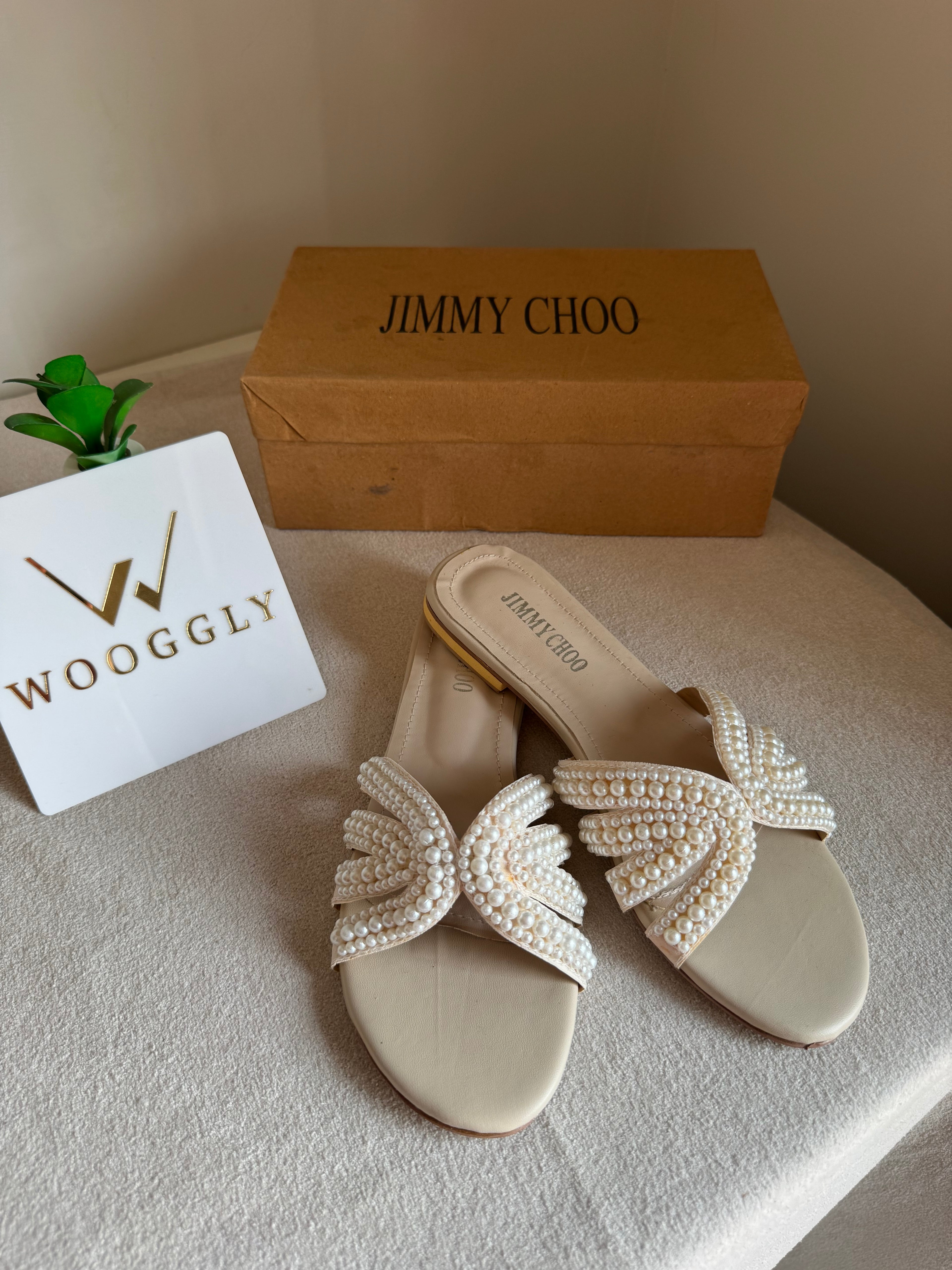 Jimmy Choo Pearl Slides - White