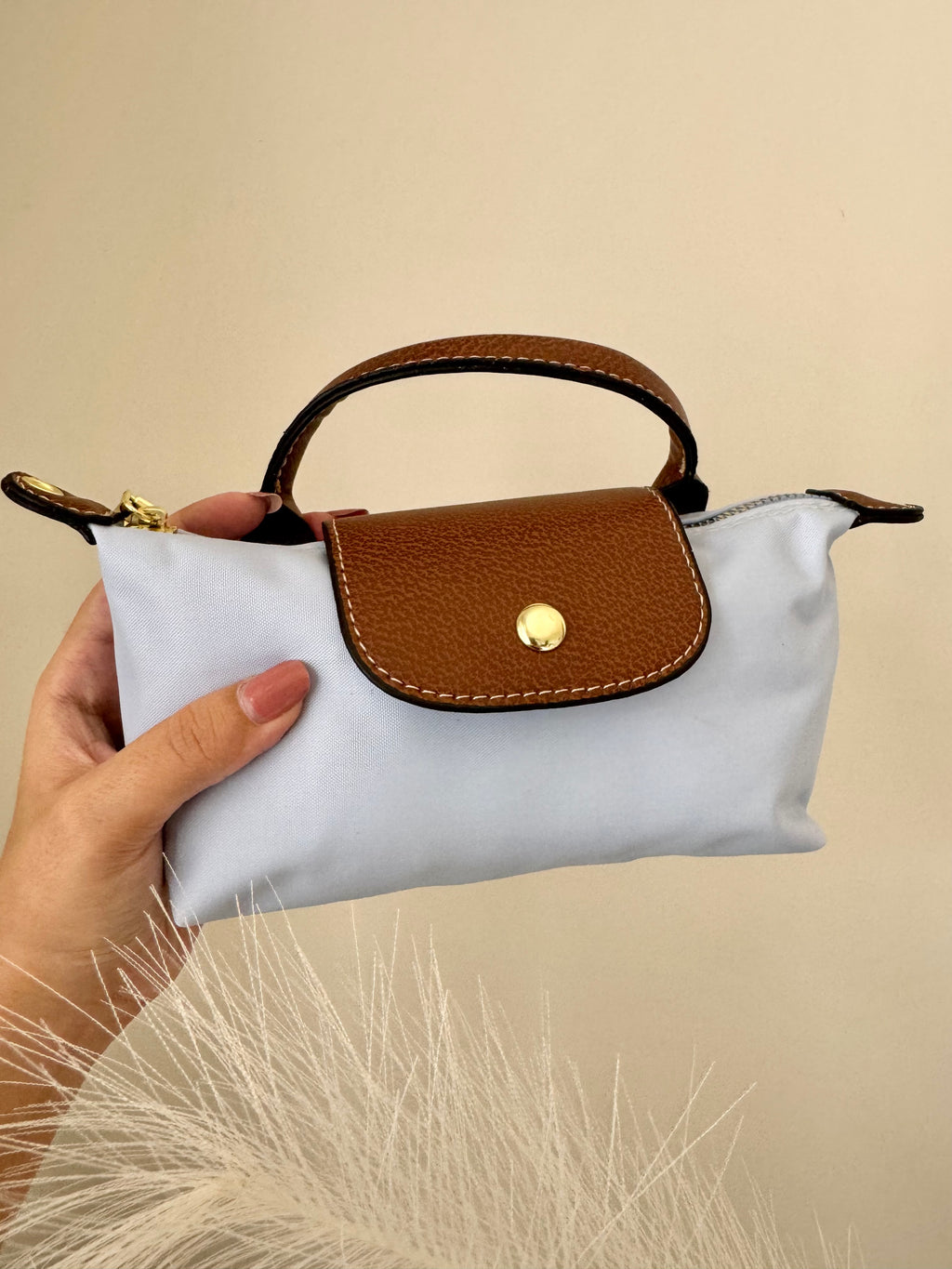 Longchamp Crossbody Bag with Strap - Small Baby Blue (NO LOGO)