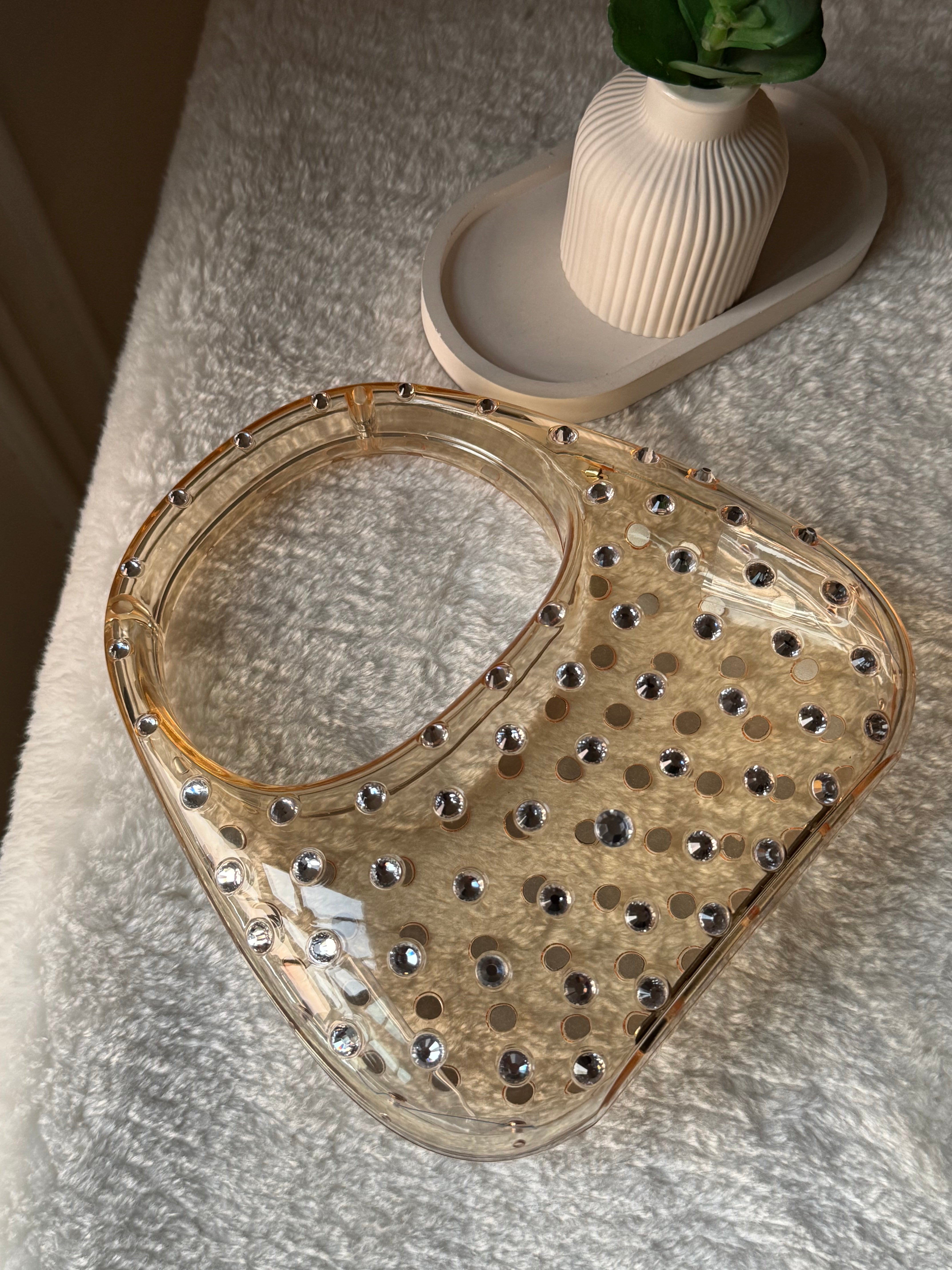 Glimmer Clutch (Champagne) with Long Chain