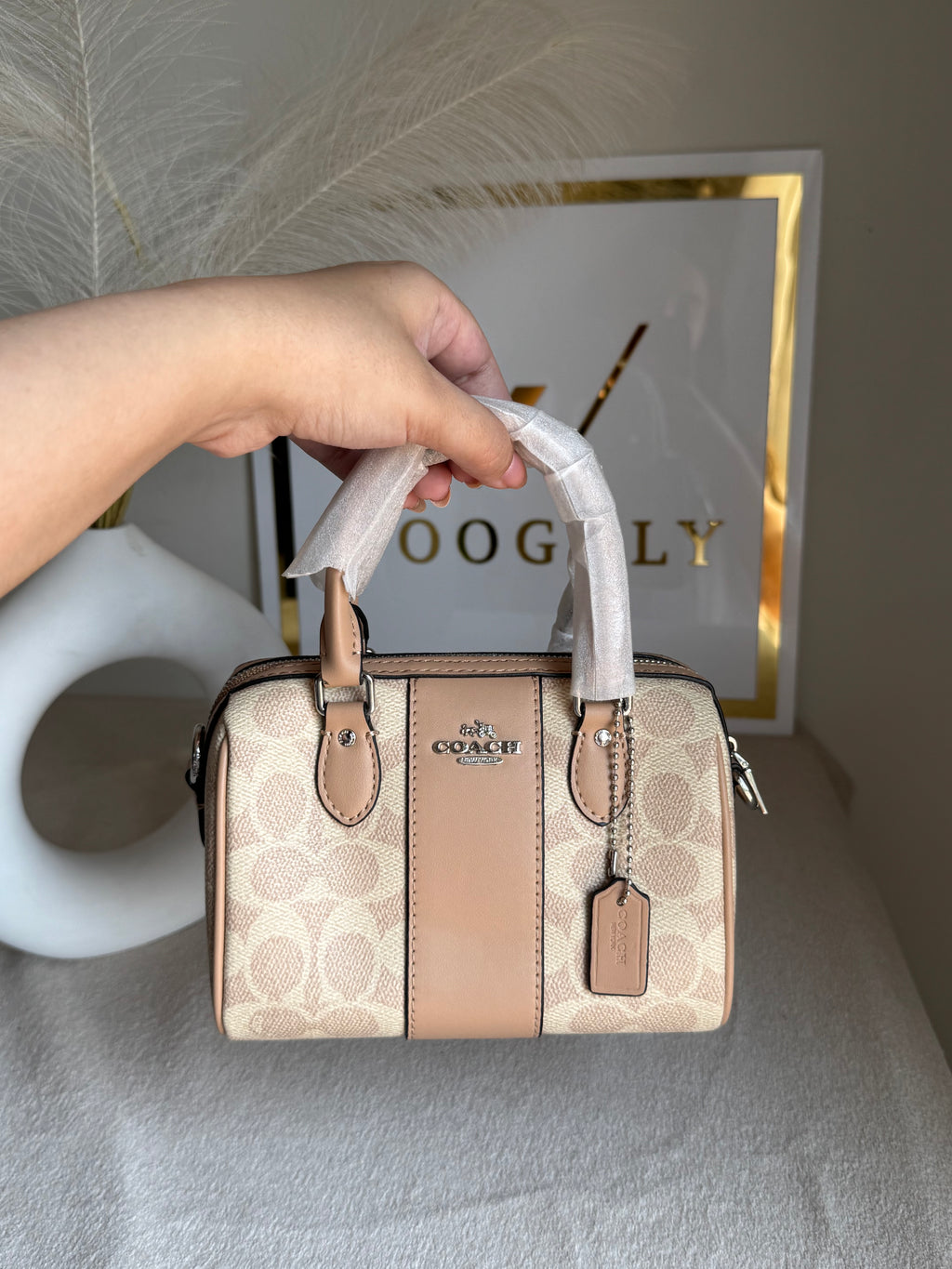 COACH Mini Duffle Bag PREMIUM with Long Strap (Beige) - BOX PACKING