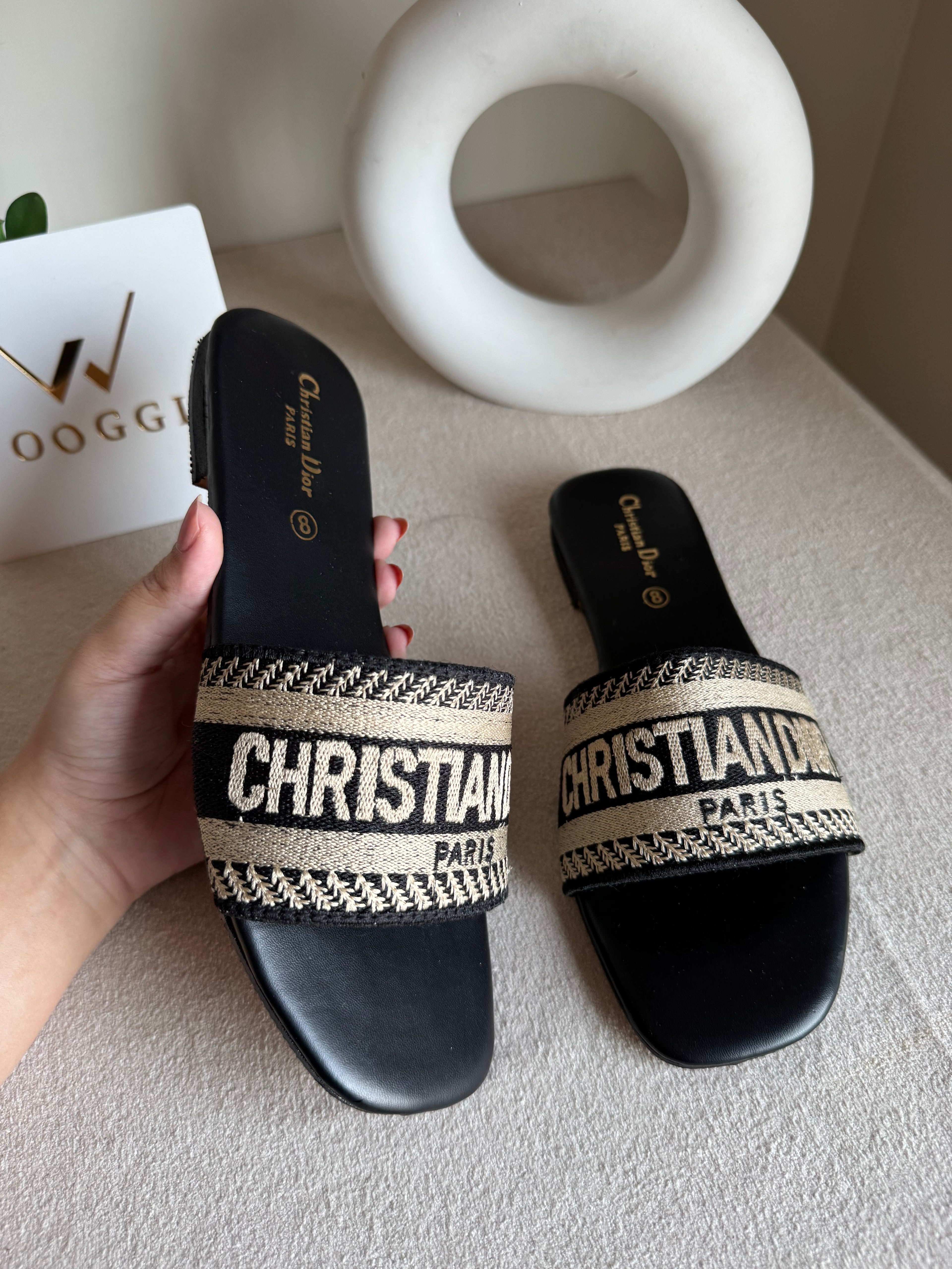 Signature Dior Embroided Slides
