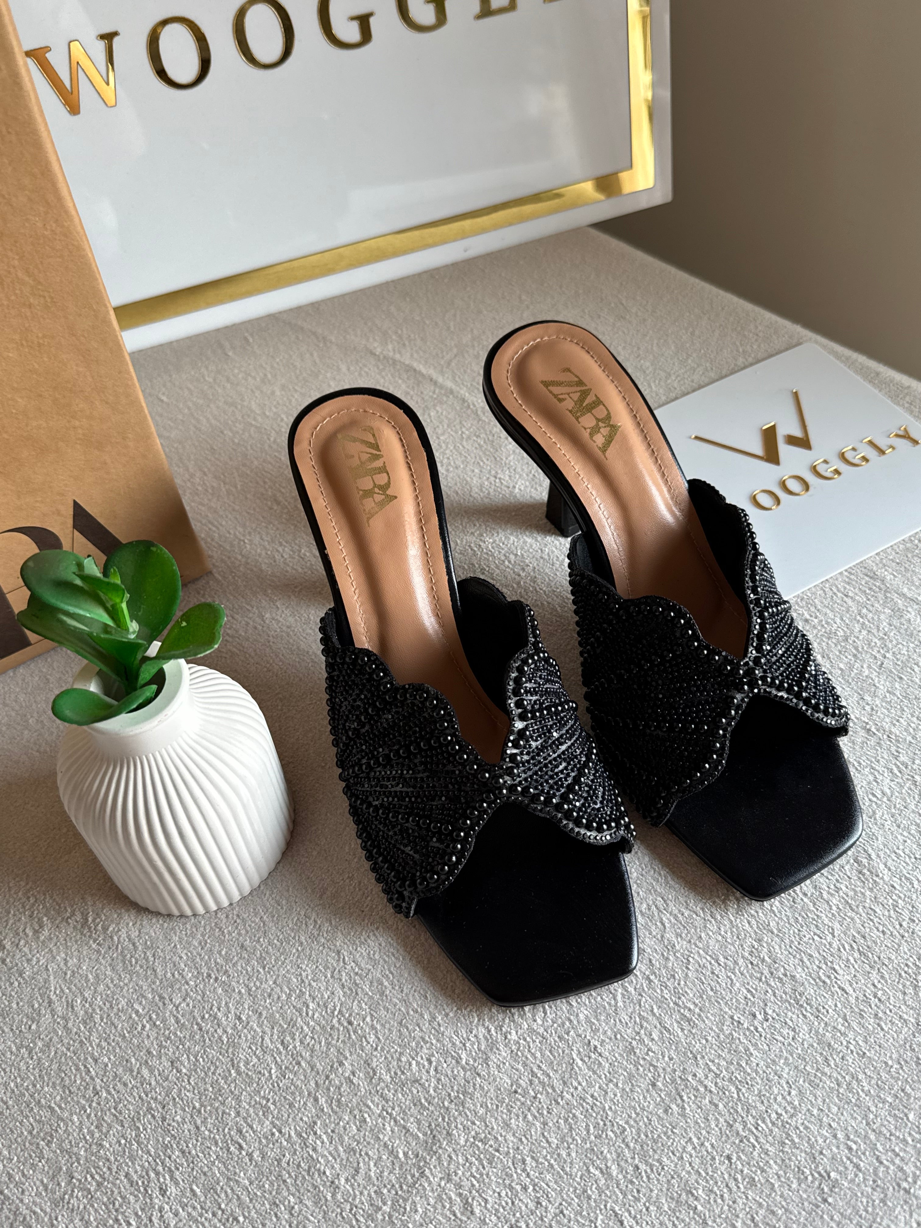 Viral Zara Faux Heels BLACK with Brand Box