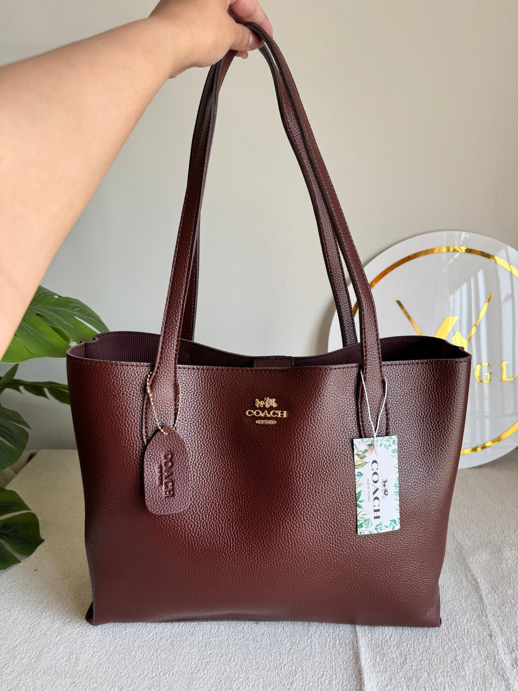 COACH Solid Tote Bag - Chocolate Brown