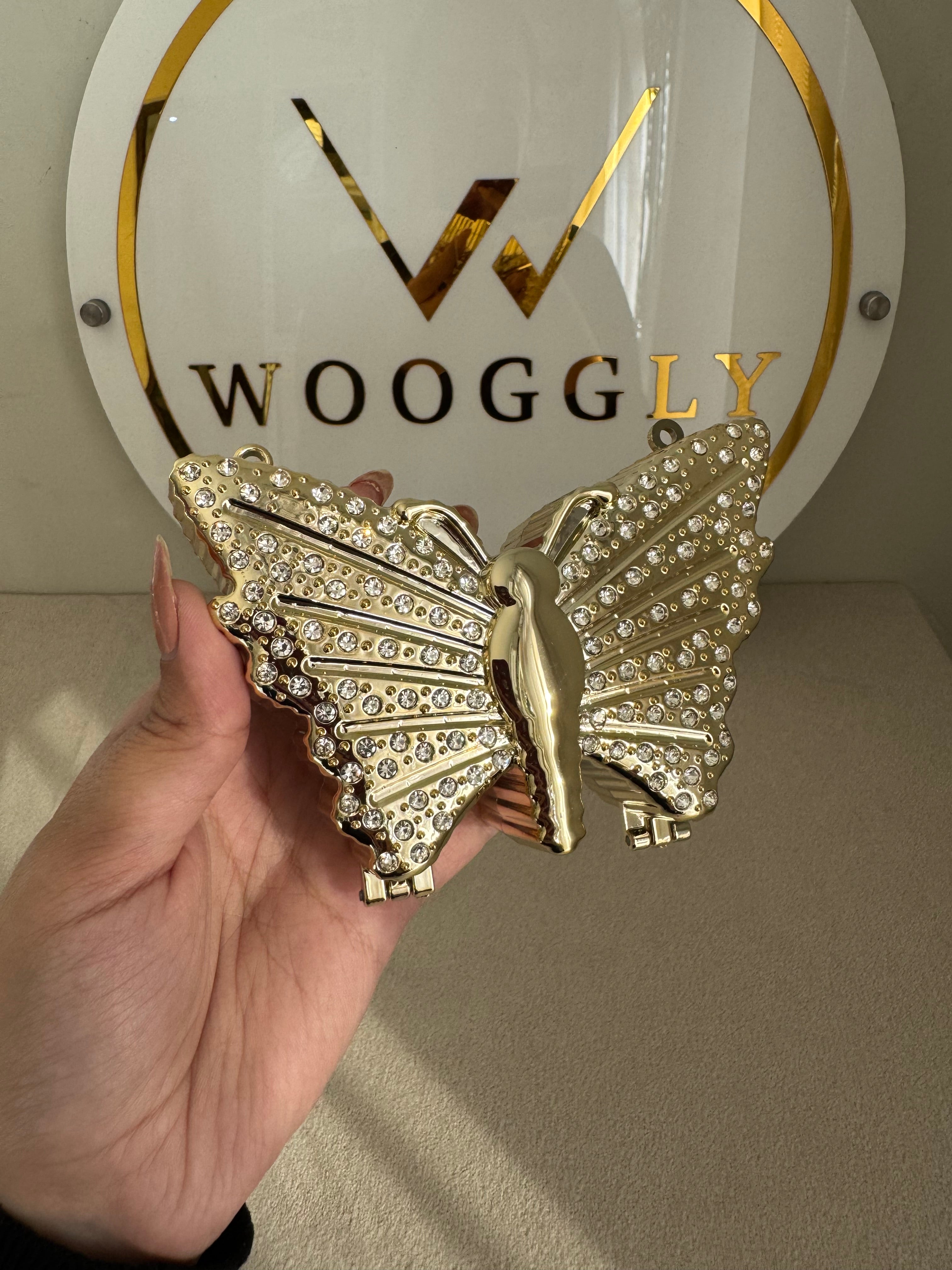 Glam Butterfly Clutch with Chain - Mini Gold