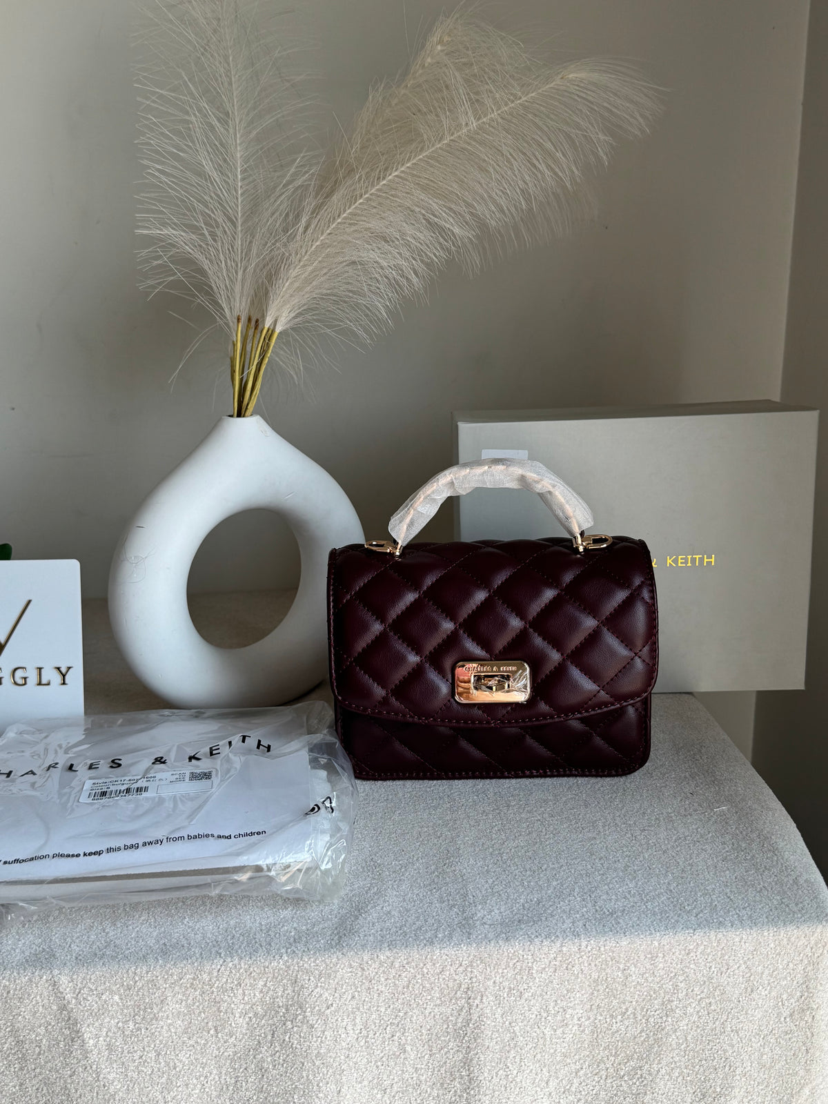 Premium C & K Elora Bag with PROPER PACKING Burgundy