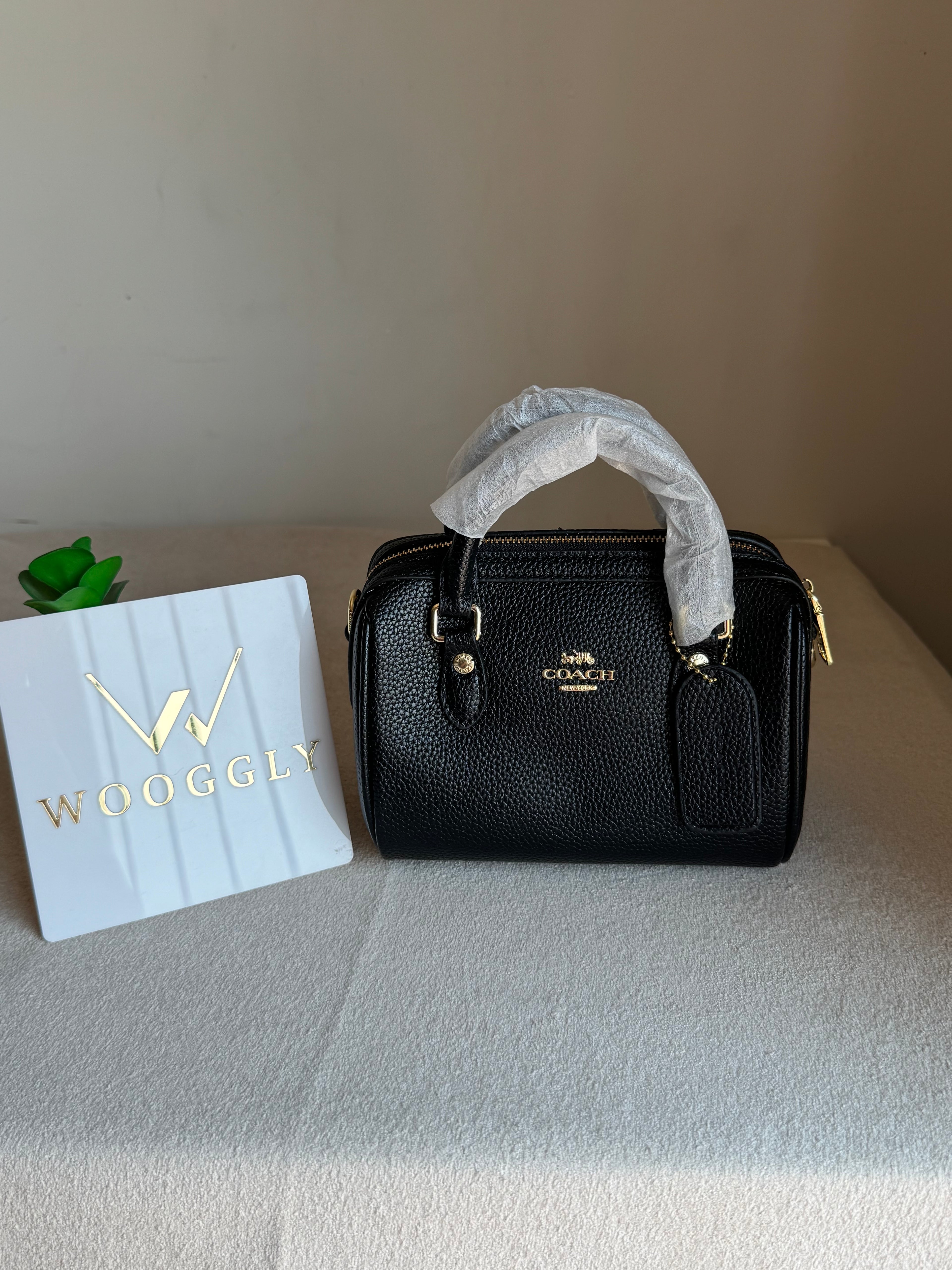 COACH Mini Duffle Bag PREMIUM with Long Strap BLACK - BOX PACKING
