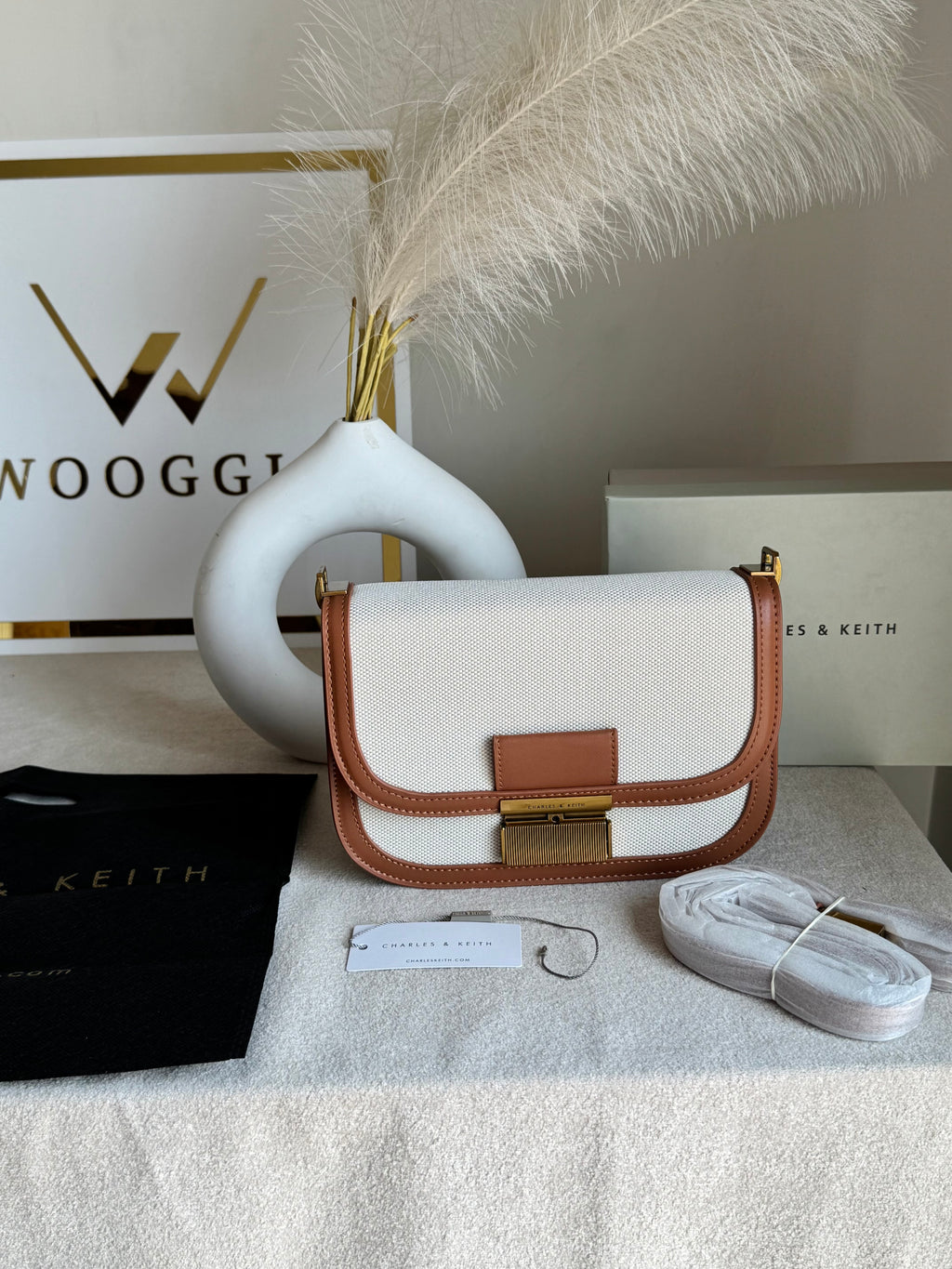 Premium C&K Coco Bag with PROPER PACKING Cream & Brown
