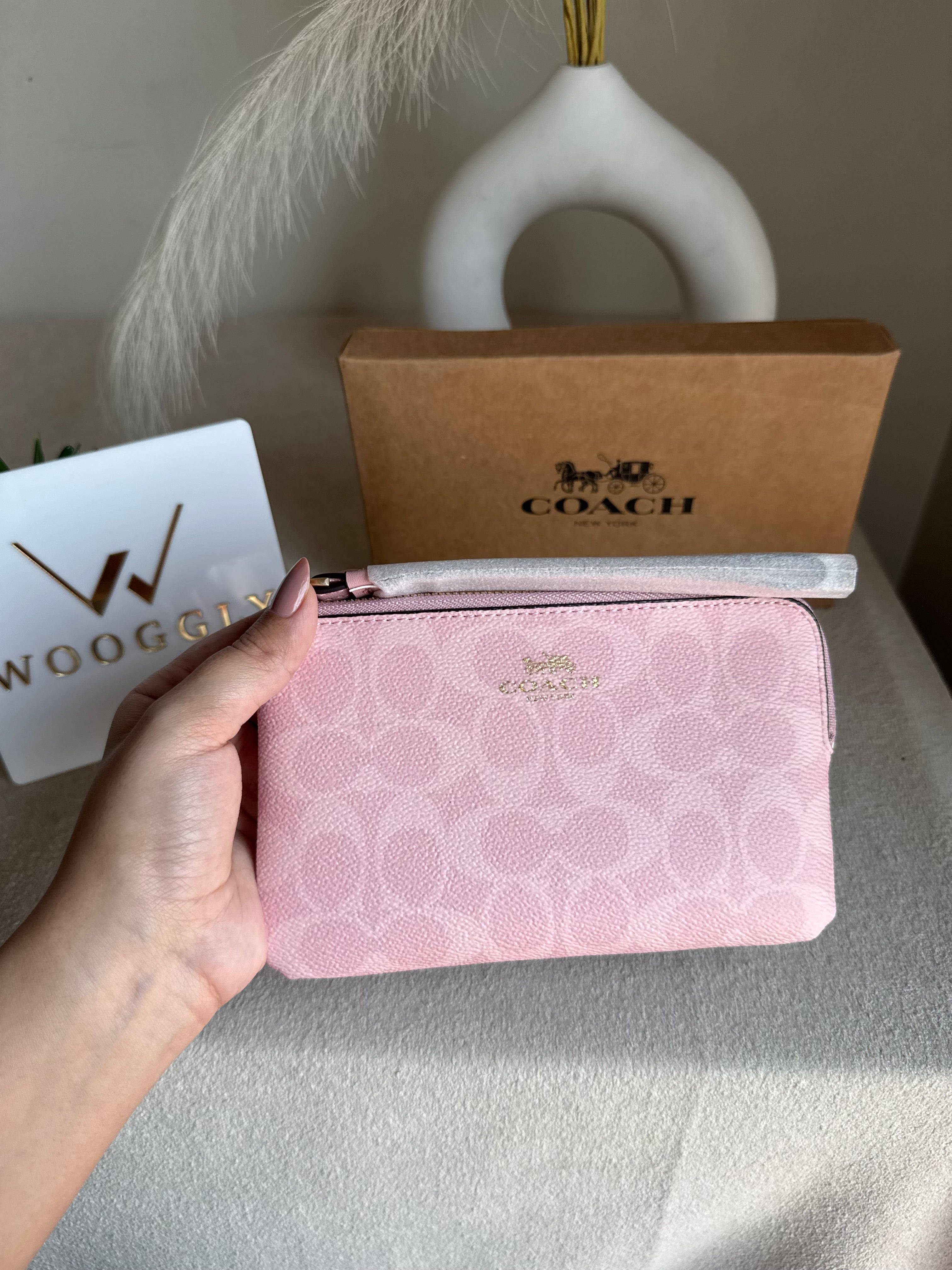 High Quality Wristlet - Signature Canvas Pink
