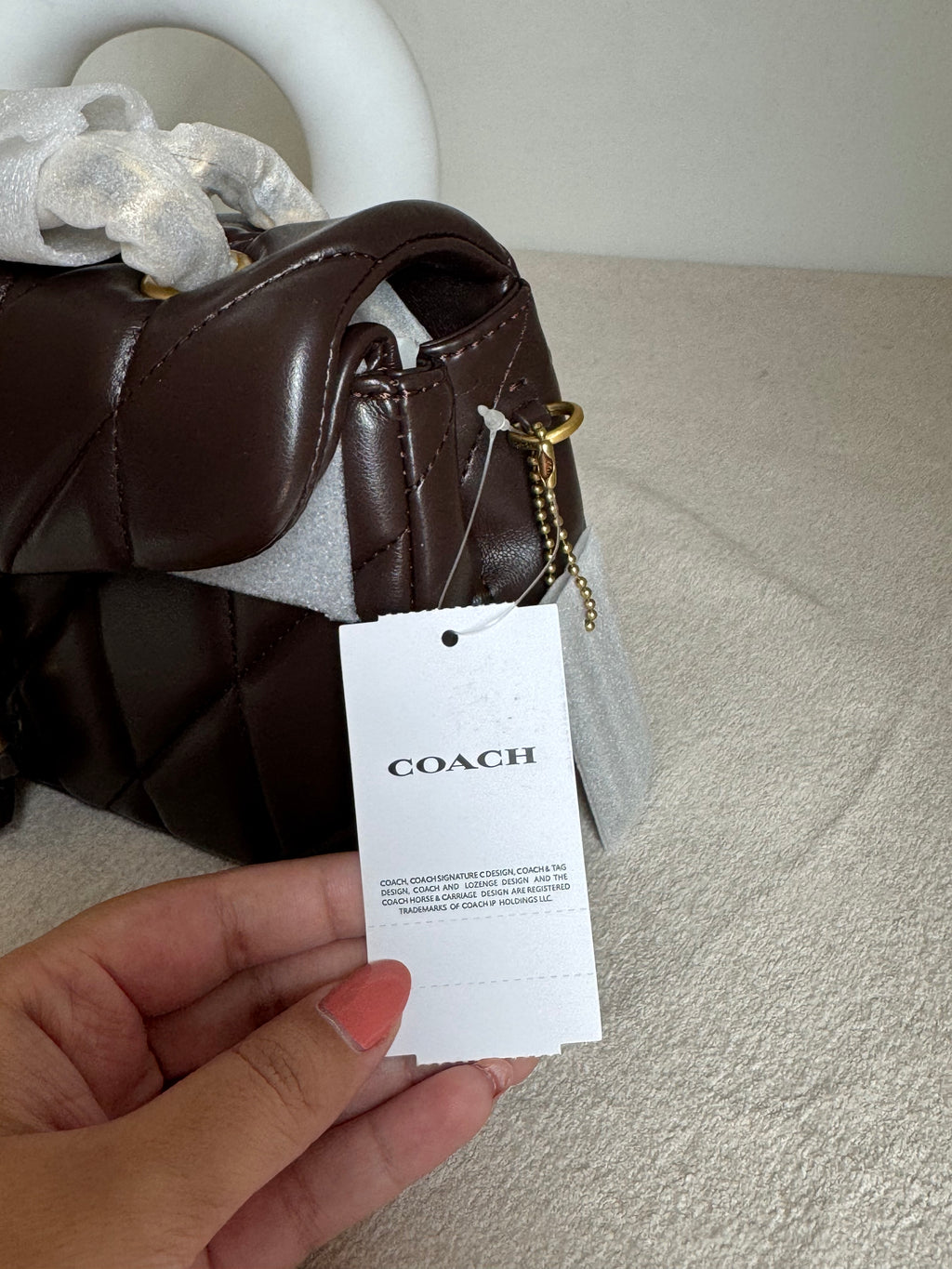 COACH Quilted Tabby EXTREMELY PREMIUM (Chocolate Brown) - BOX PACKING