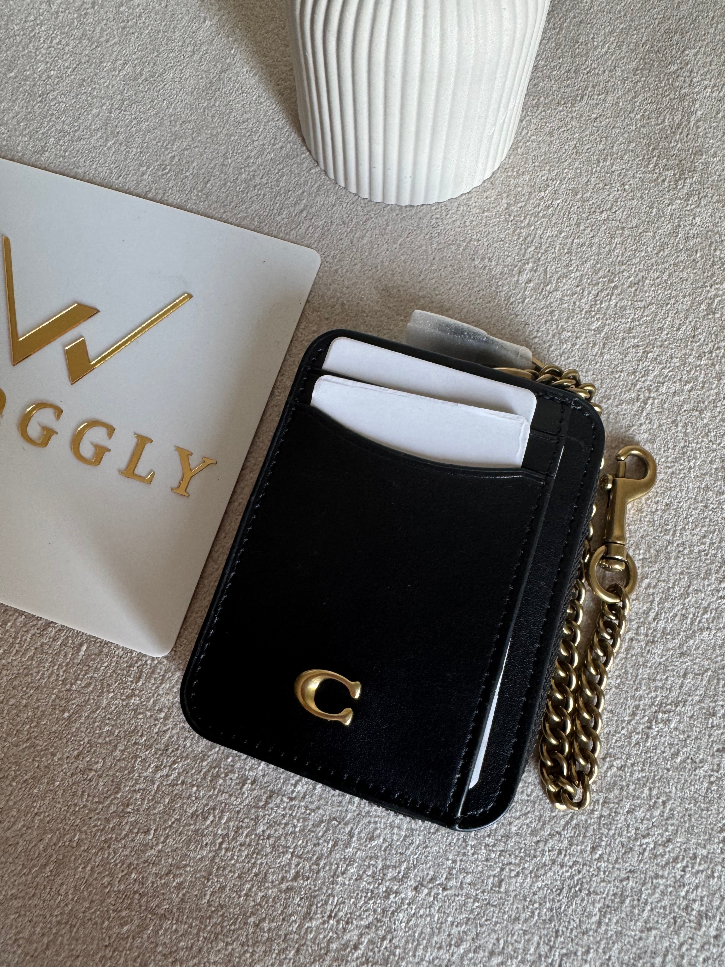 Coach Zip Card Case with Box Packing - Black