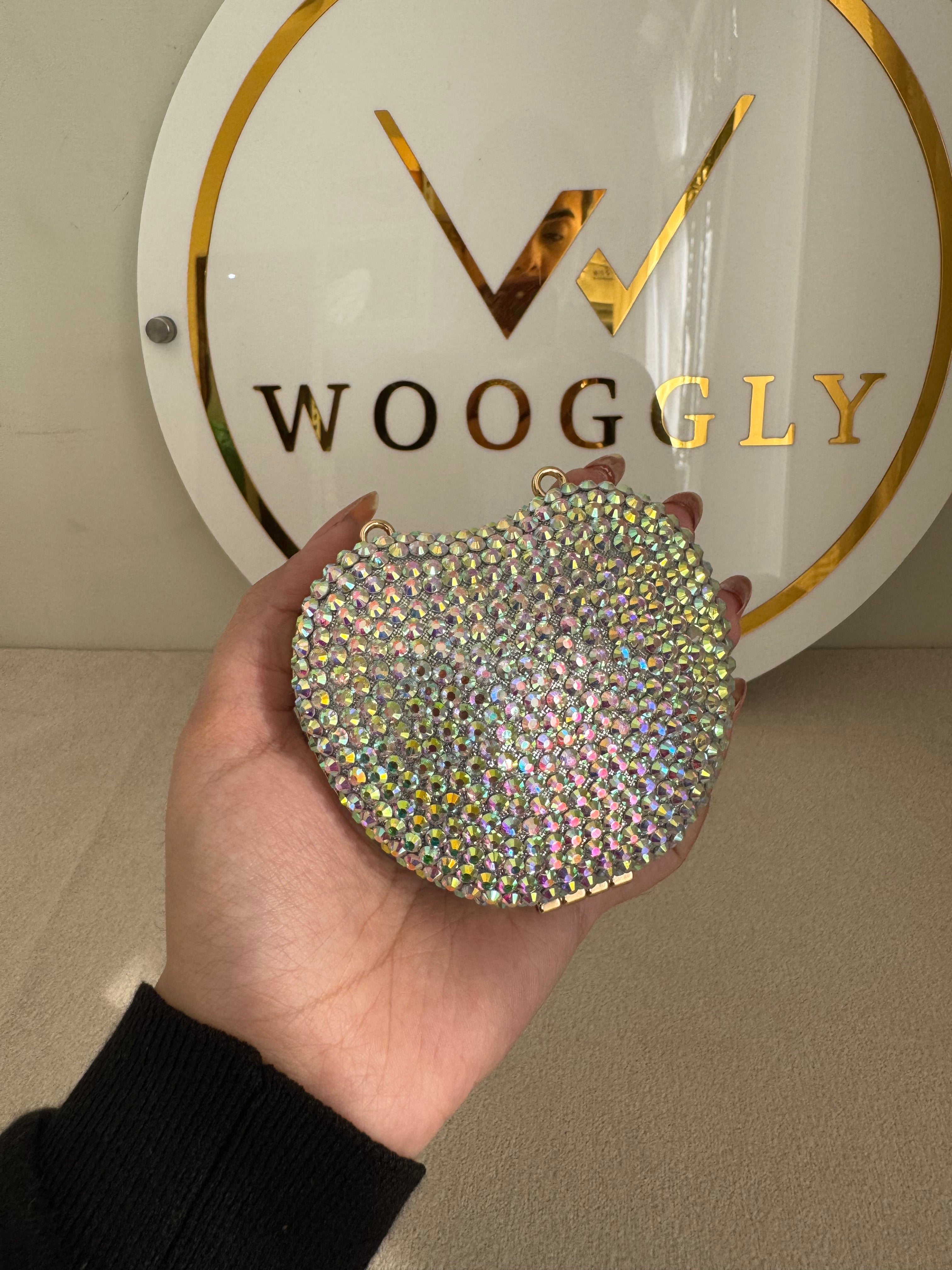 Heart Crystal Clutch with Chain - Mini Multi