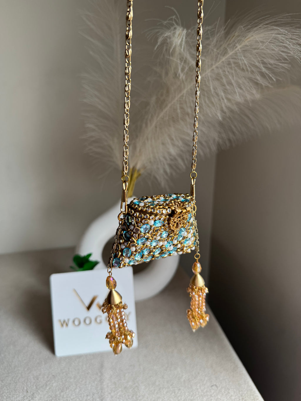 Viral Mini Clutch Lovelle - Gold with Kundan