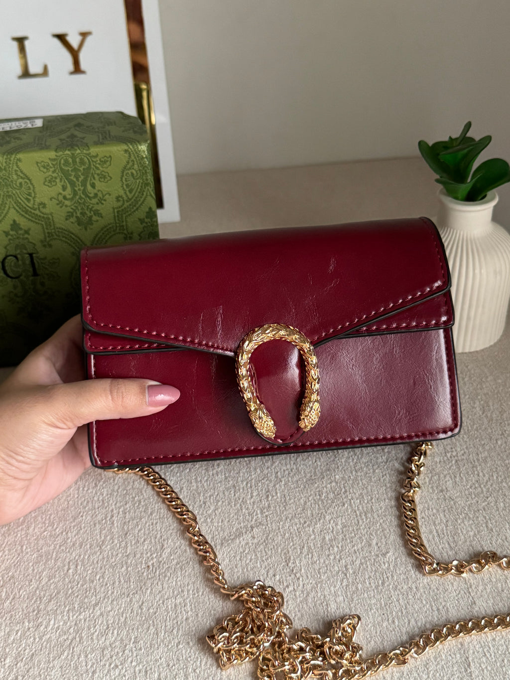 Viral Mini Gucci Bag Maroon - Box Packing