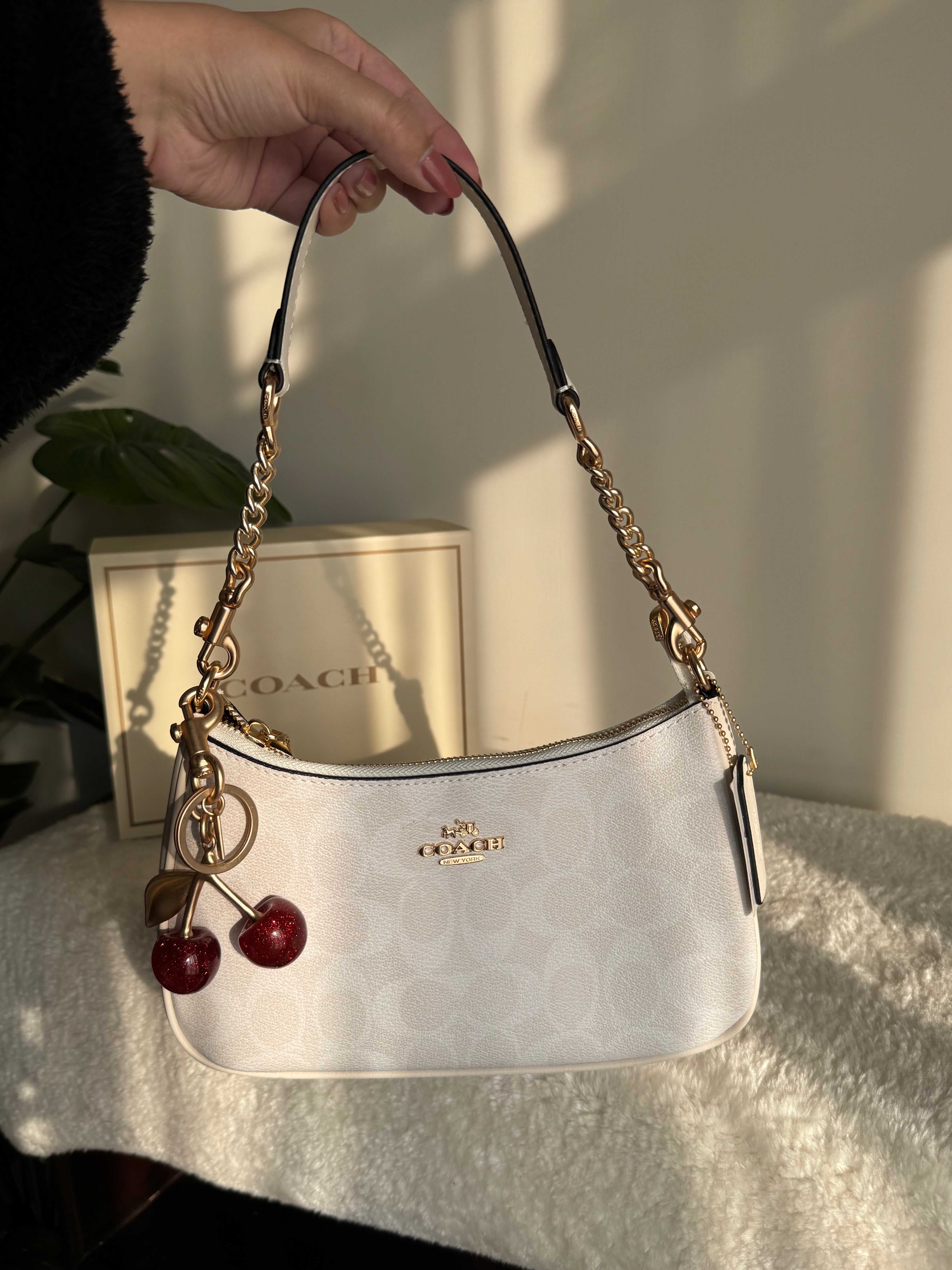 COACH TERI PREMIUM with Coach Cherry Charm (White) - BOX PACKING
