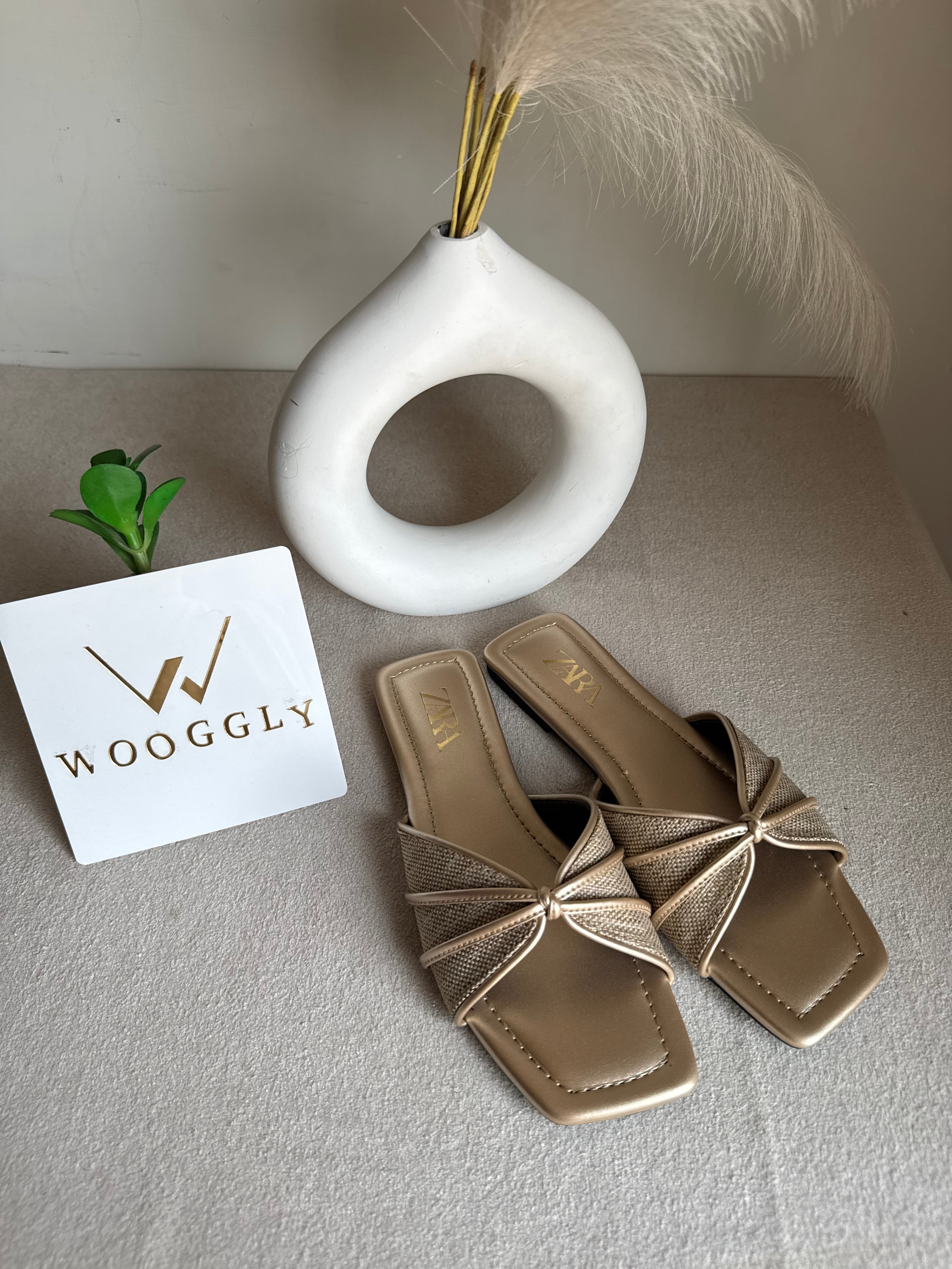 Zara Knot Slides Fawn