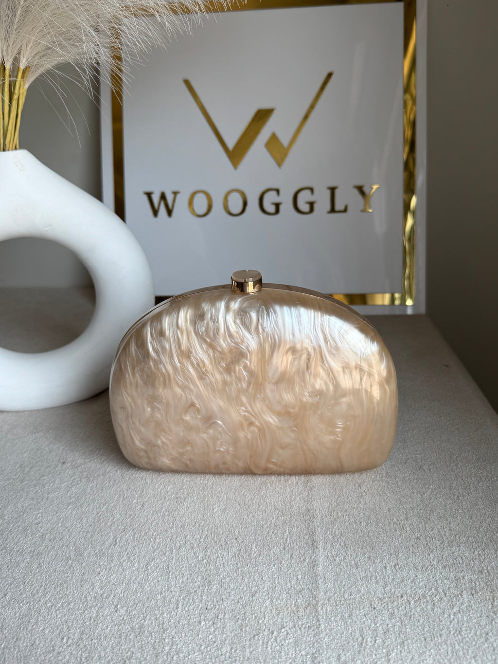 Marble Acrylic Clutch - Peach