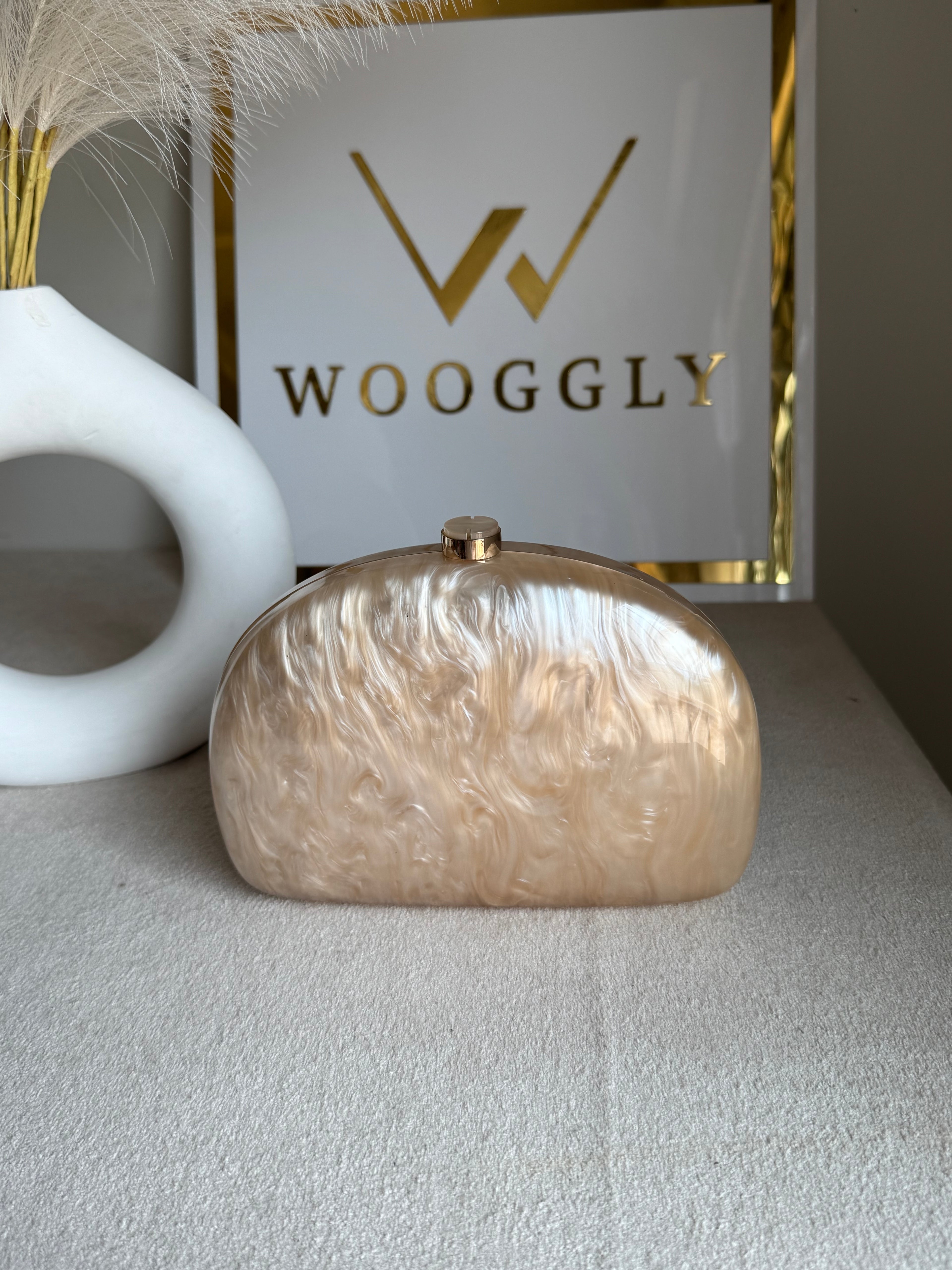 Marble Acrylic Clutch - Peach