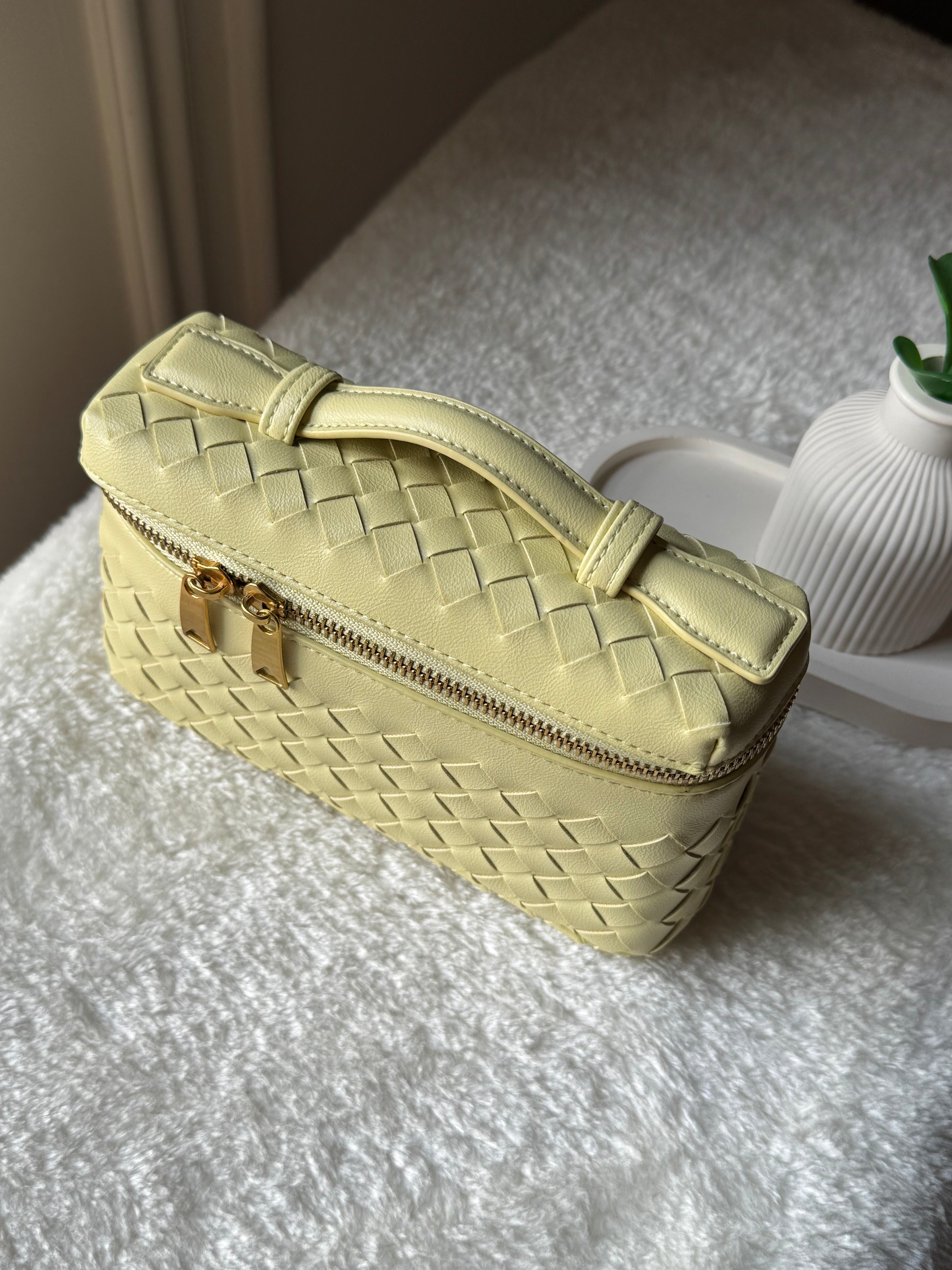 JW Pie Woven Bag with Long Strap (Butter Yellow)