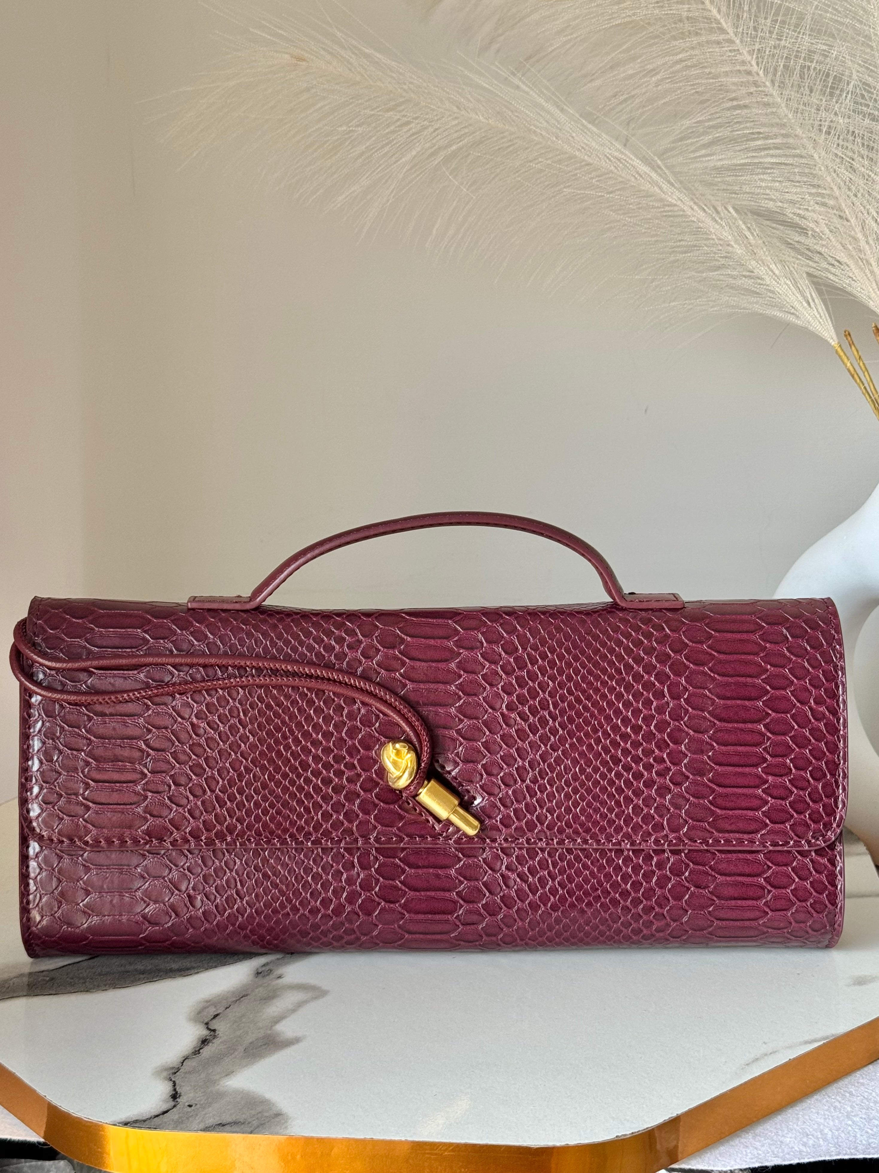 Bottega Veneta Inspired Clutch (Burgandy)