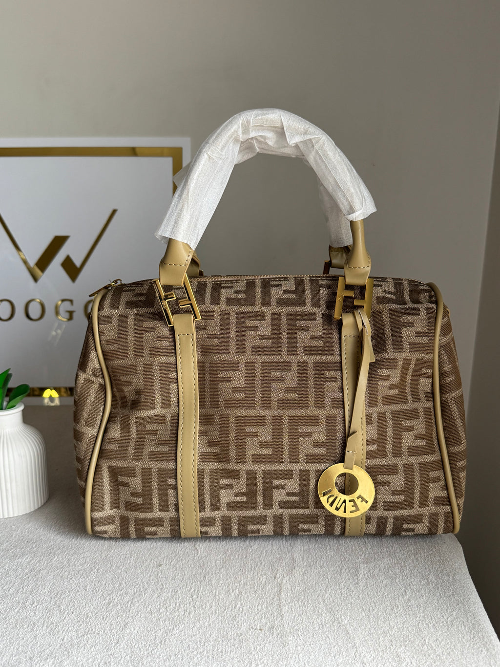 Fendi Signature Hand Bag - Beige