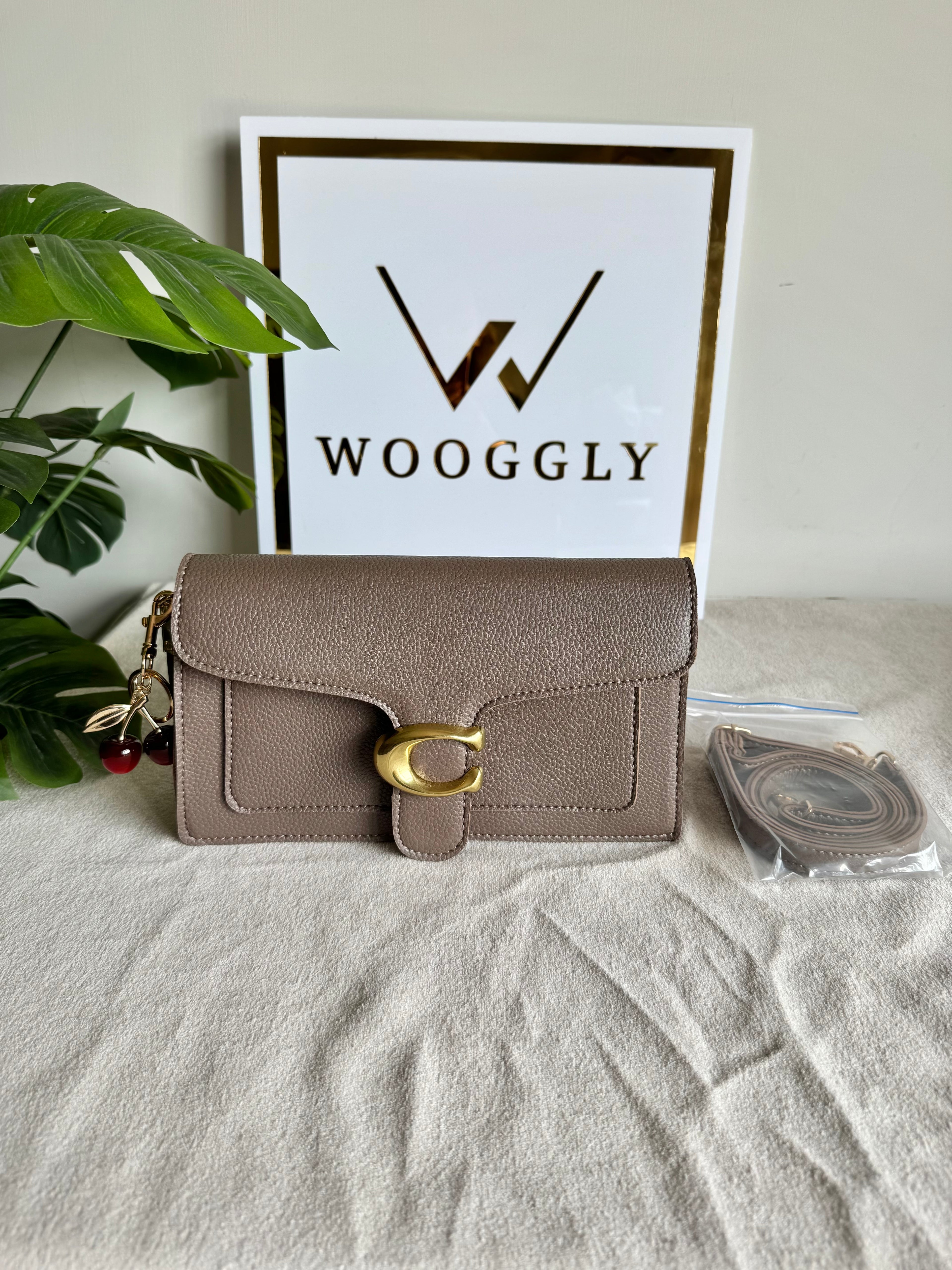 COACH TABBY with Coach Cherry Charm (Beige)