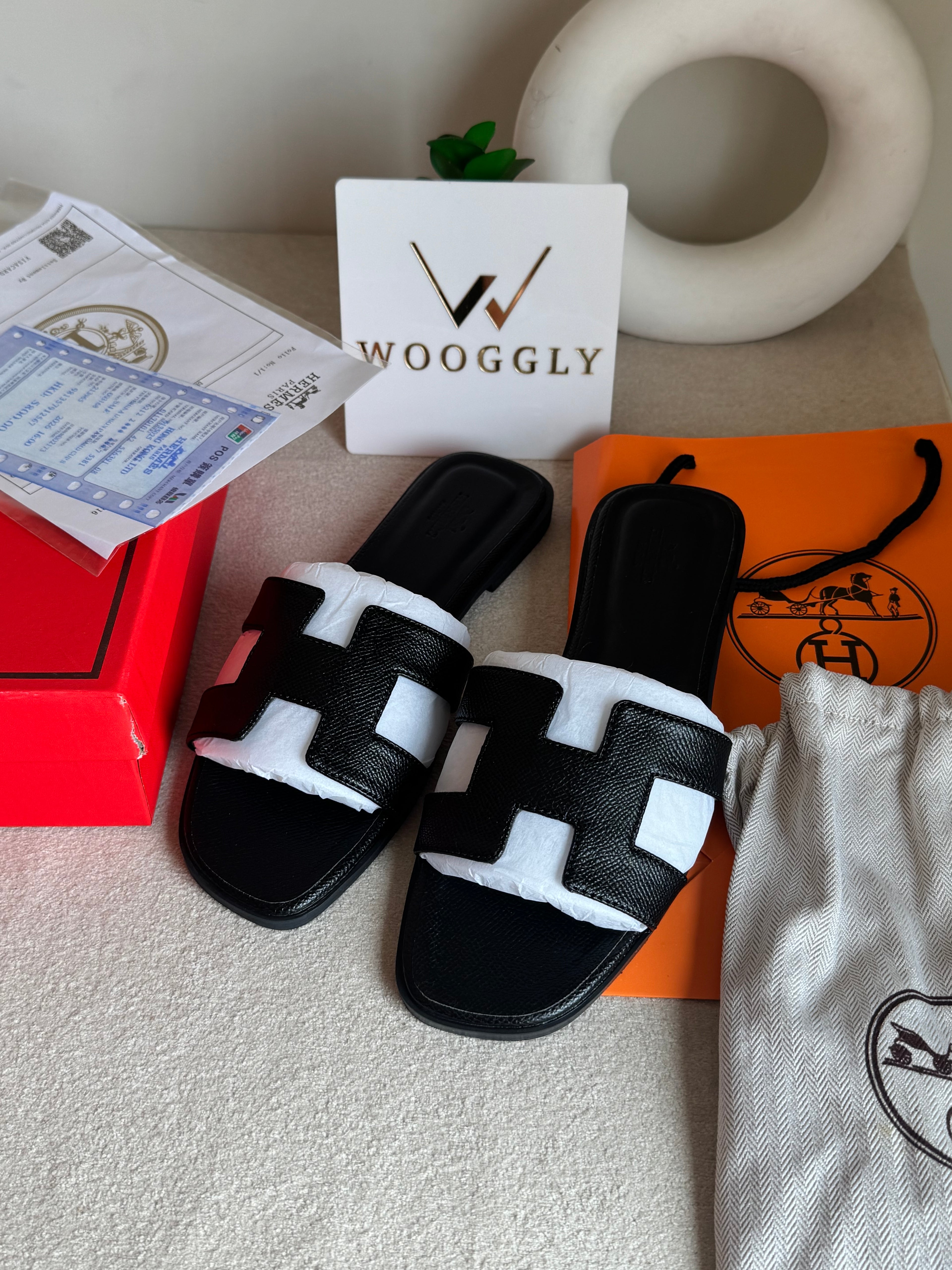 Premium Hermes Slides Black