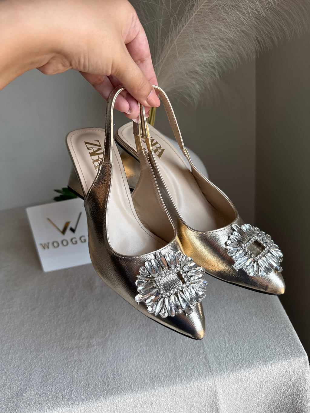 Zara Crystal Heels - Champagne