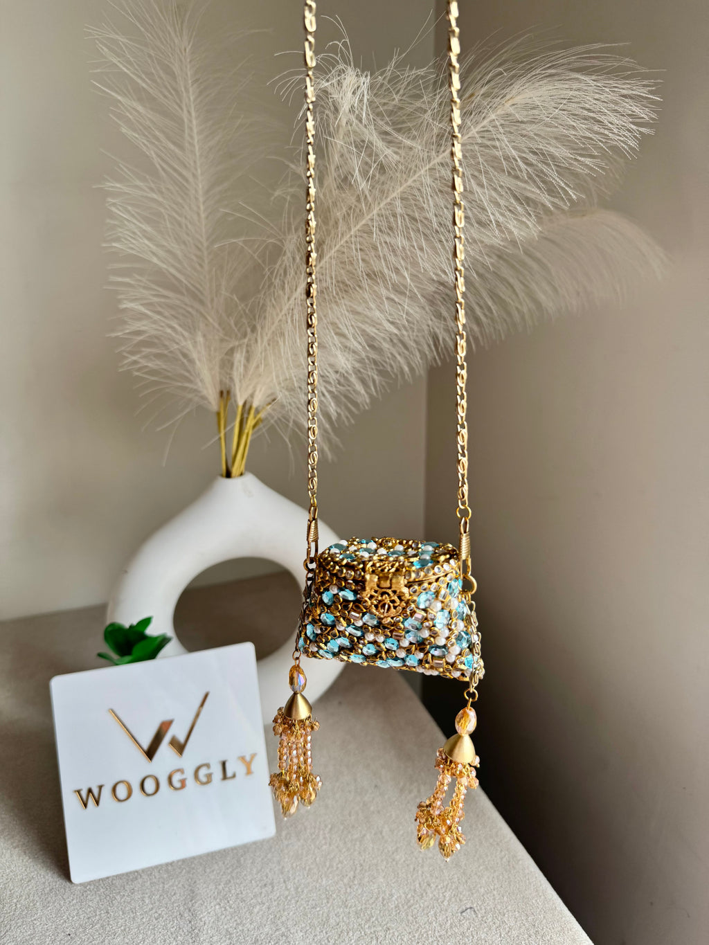 Viral Mini Clutch Lovelle - Gold with Turquoise