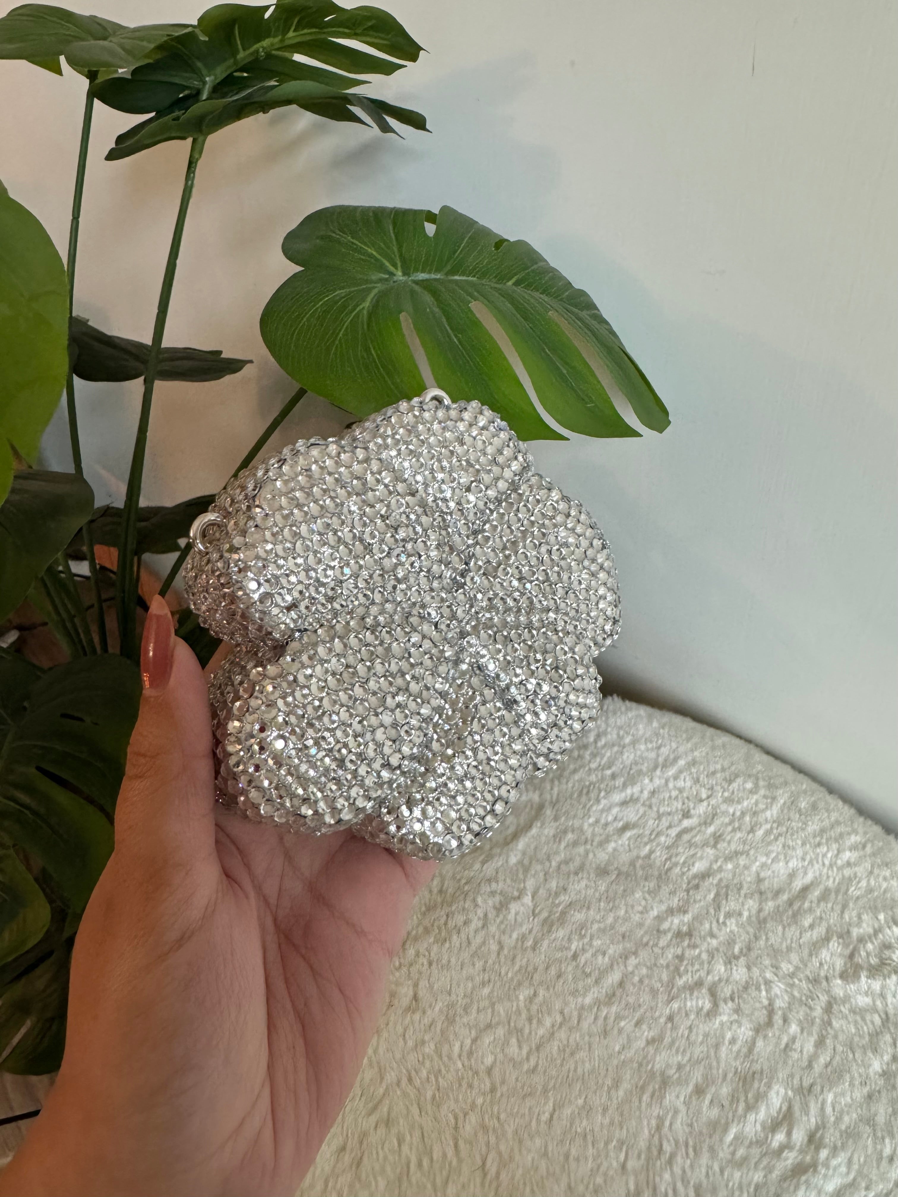 Flower Swarovski Clutch - Mini Silver