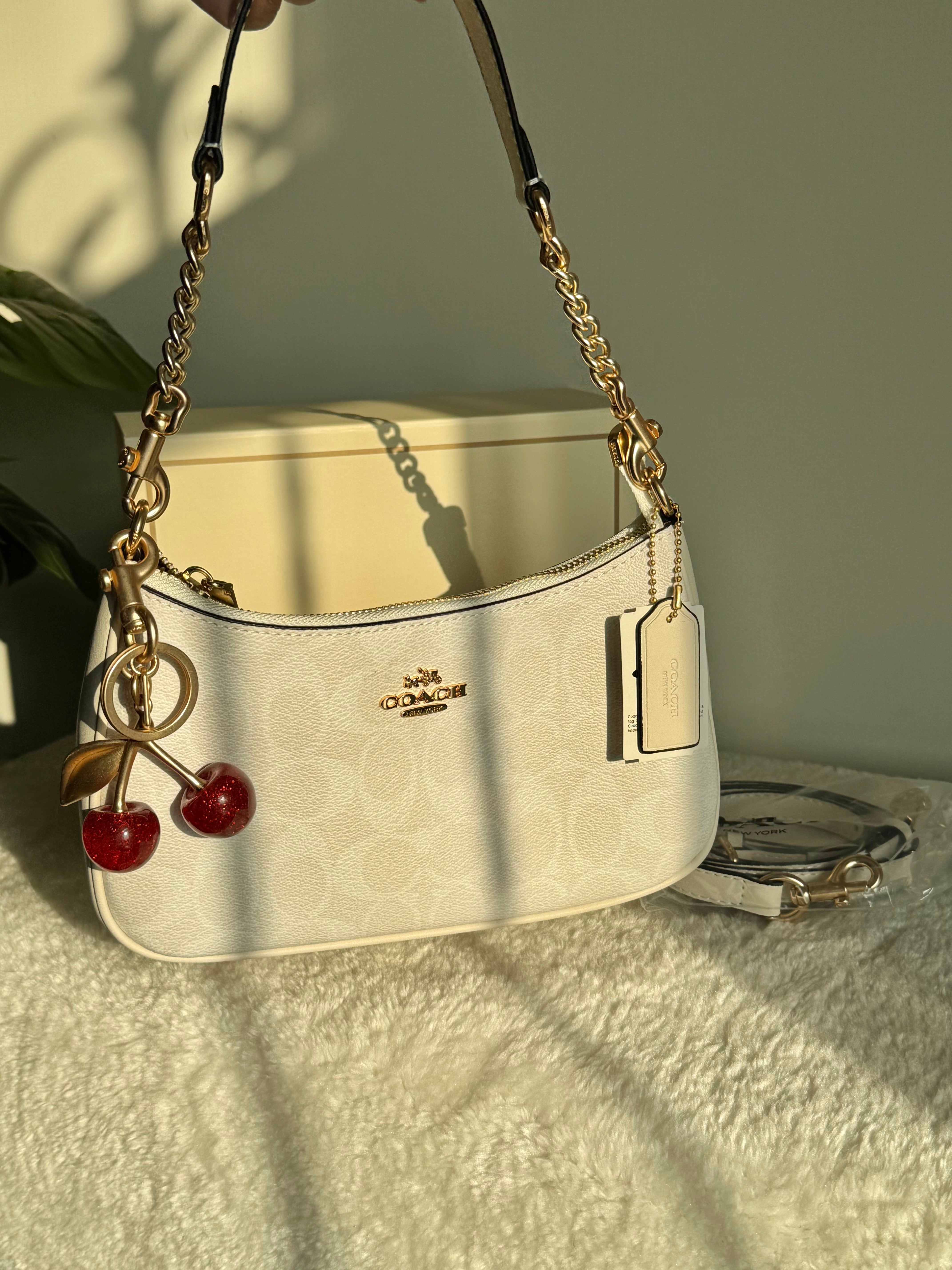 COACH TERI PREMIUM with Coach Cherry Charm (White) - BOX PACKING