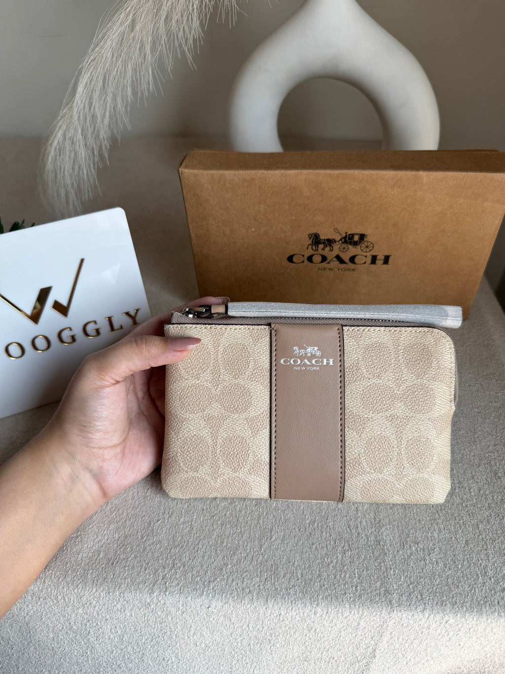 High Quality Wristlet - Signature Beige