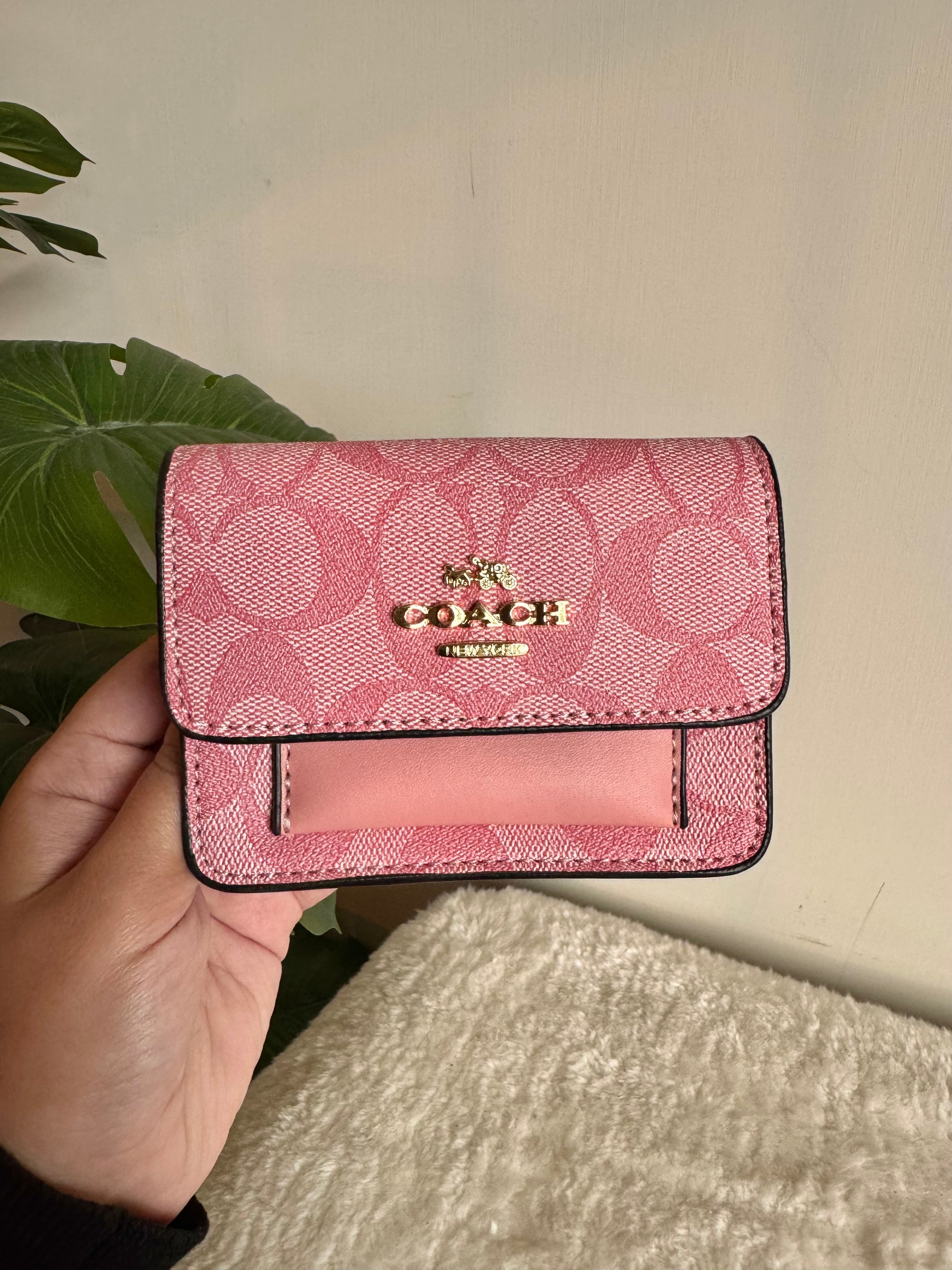 Coach Wallet with Detachable Long Chain - Pink