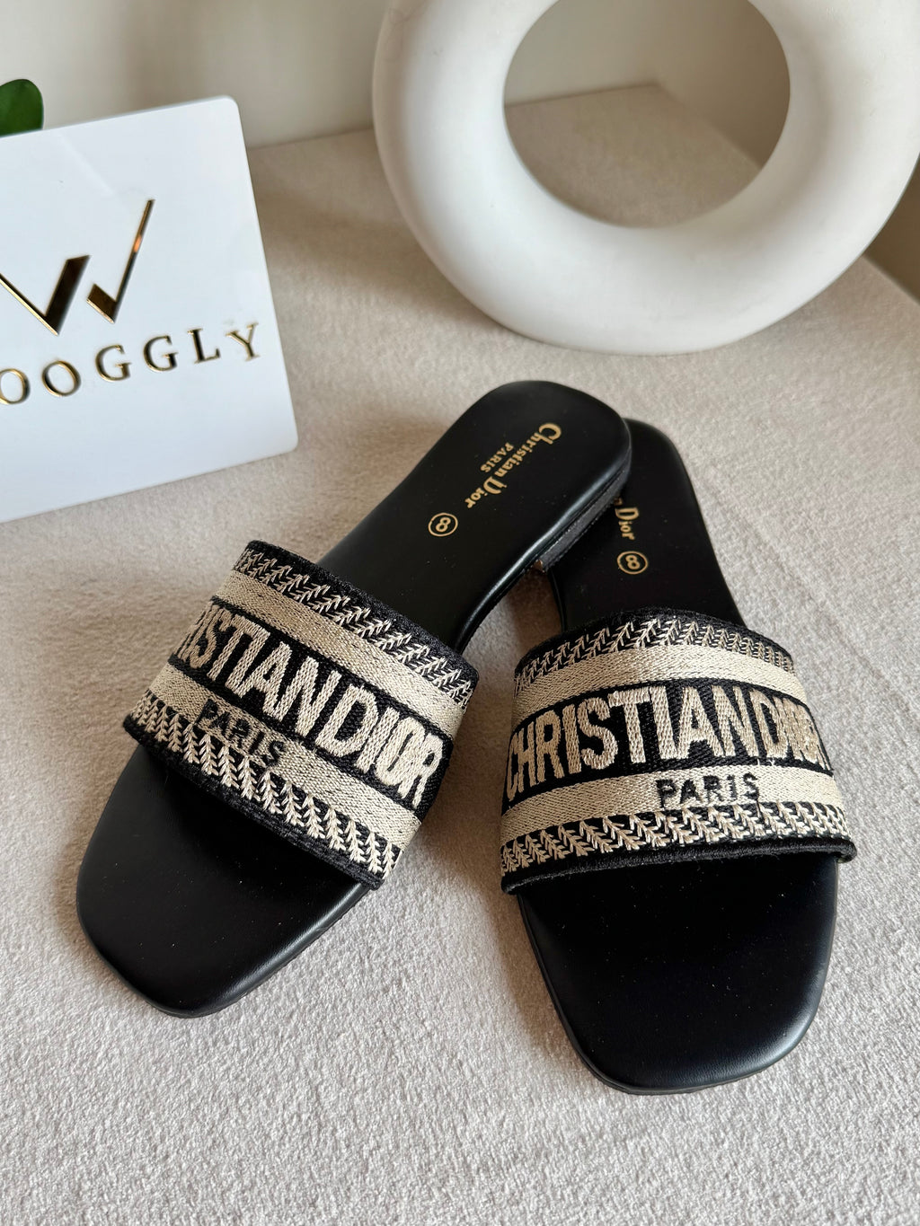 Signature Dior Embroided Slides