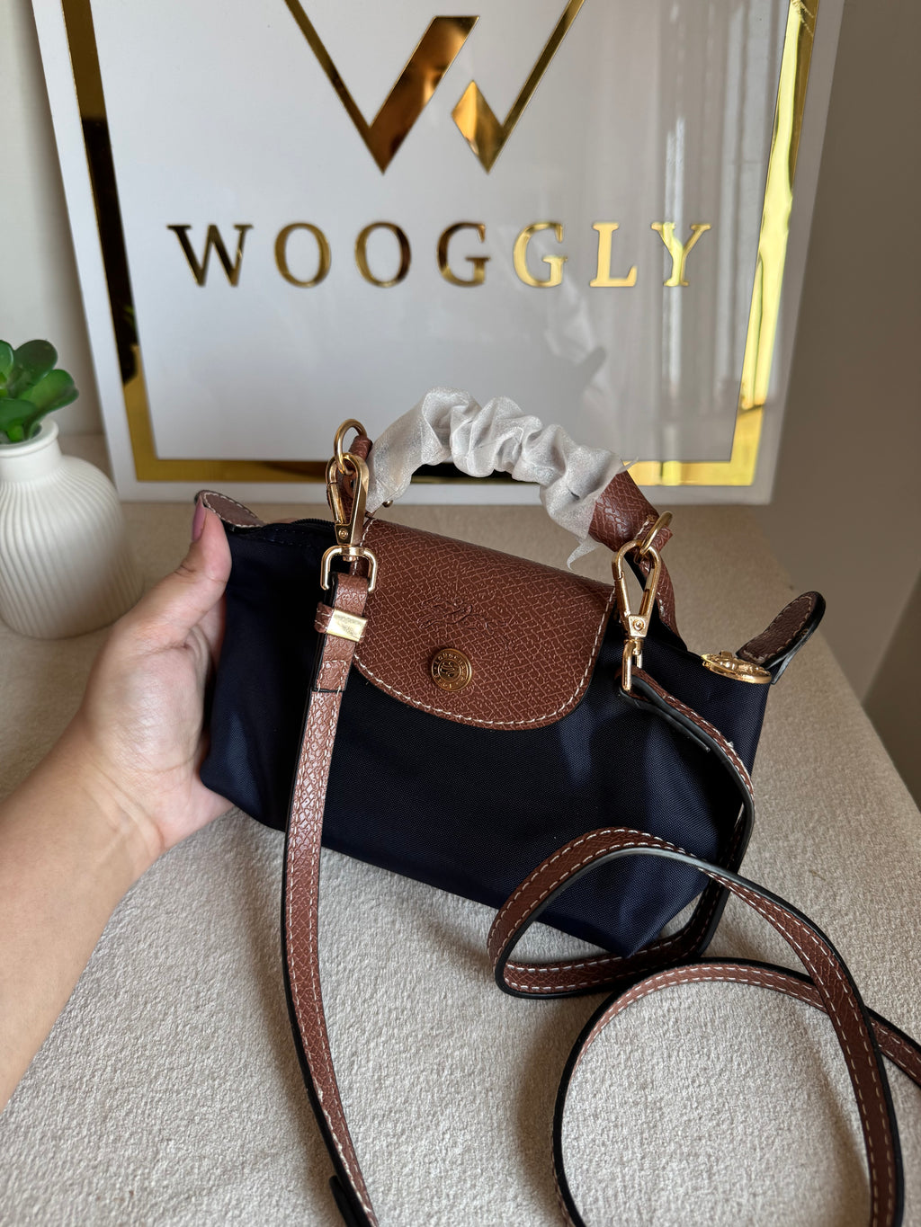 Premium LongChamp Crossbody Bag with Strap - Blue (WITH BRAND LOGO)