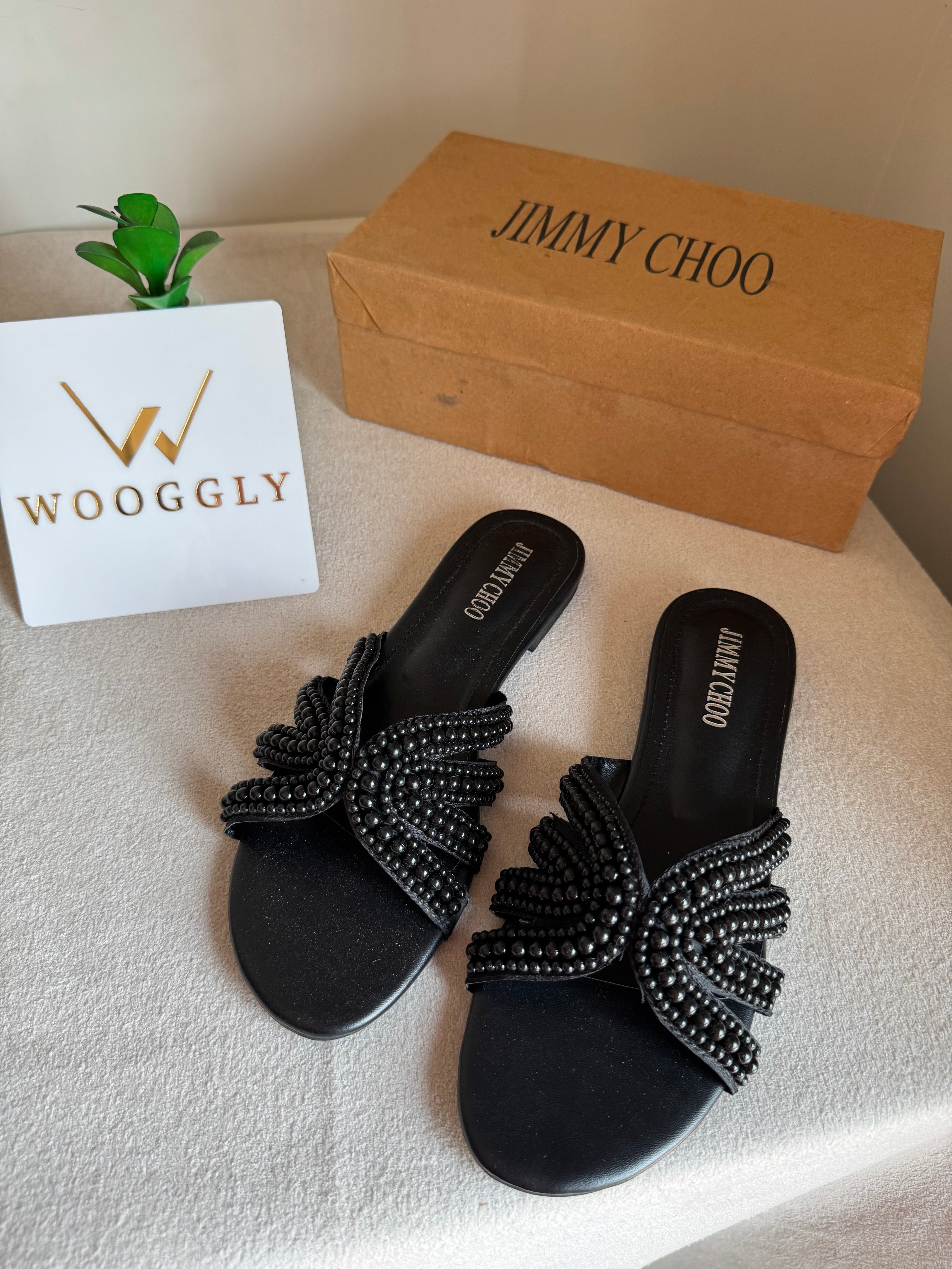 Jimmy Choo Pearl Slides - Black
