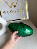 Marble Acrylic Clutch - Emerald Green