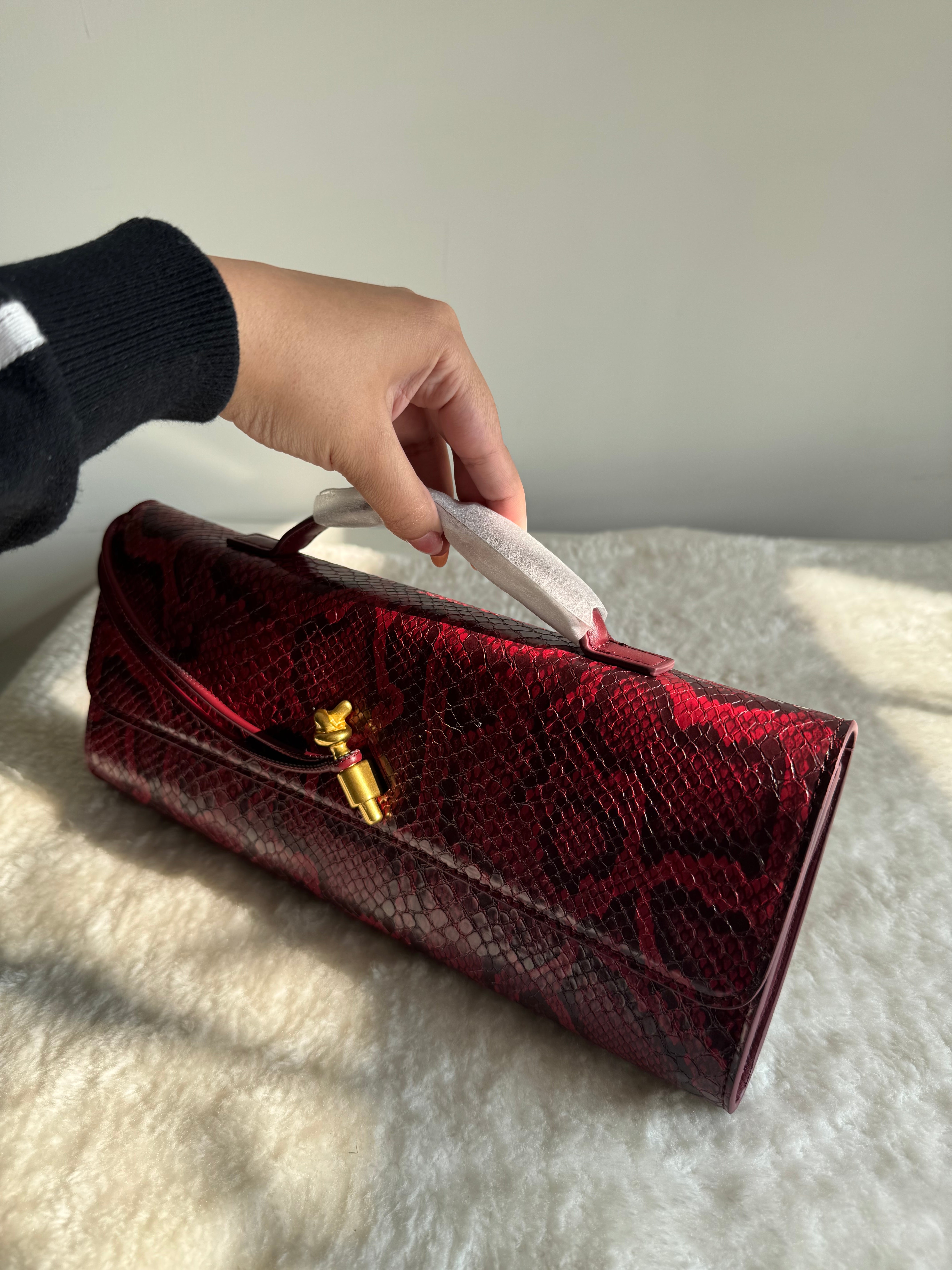 Bottega Veneta Inspired Clutch (Burgandy & Black Textured) with Long Strap