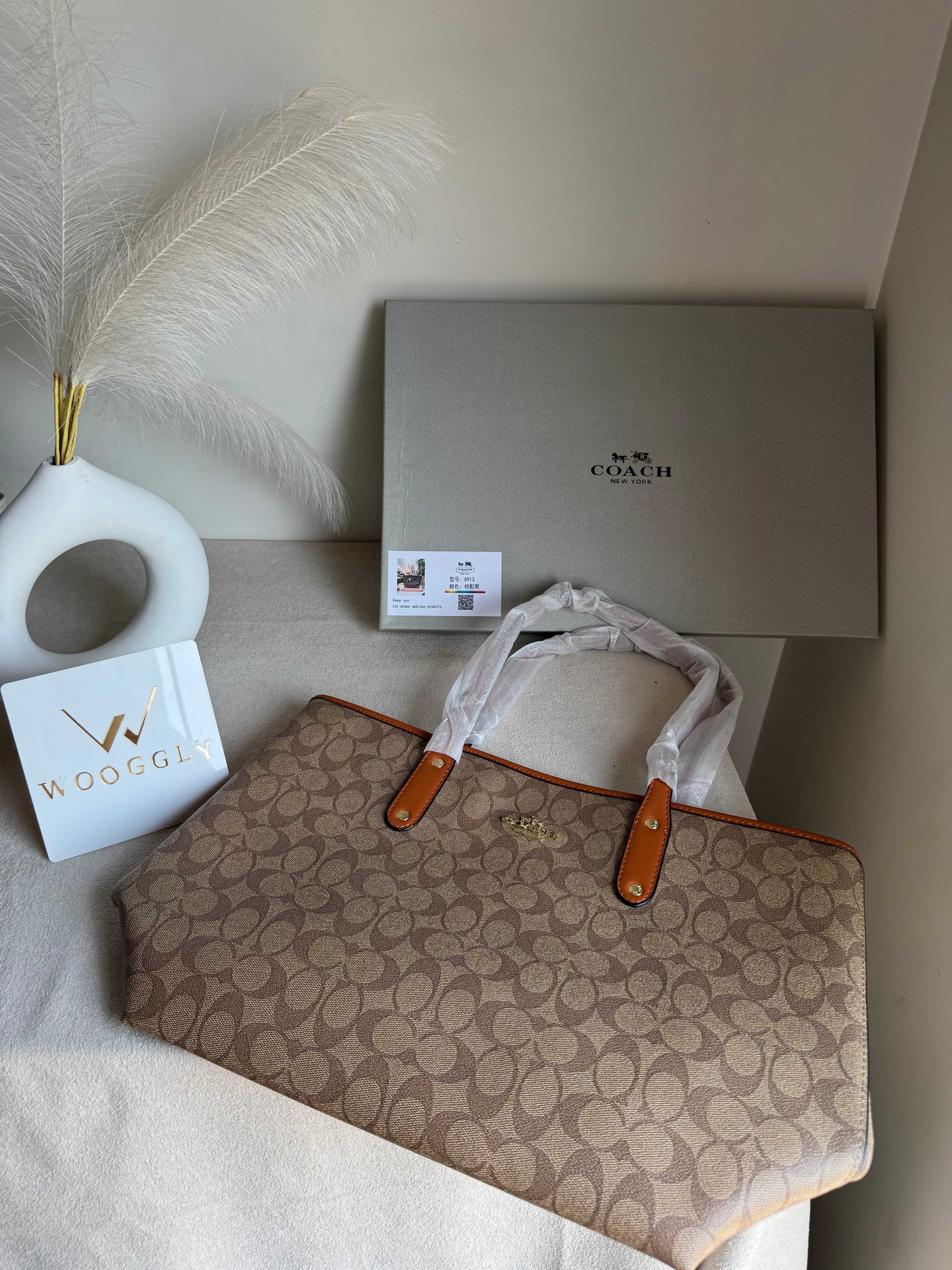 COACH TOTE BAG PREMIUM (Apricot Brown) - BOX PACKING