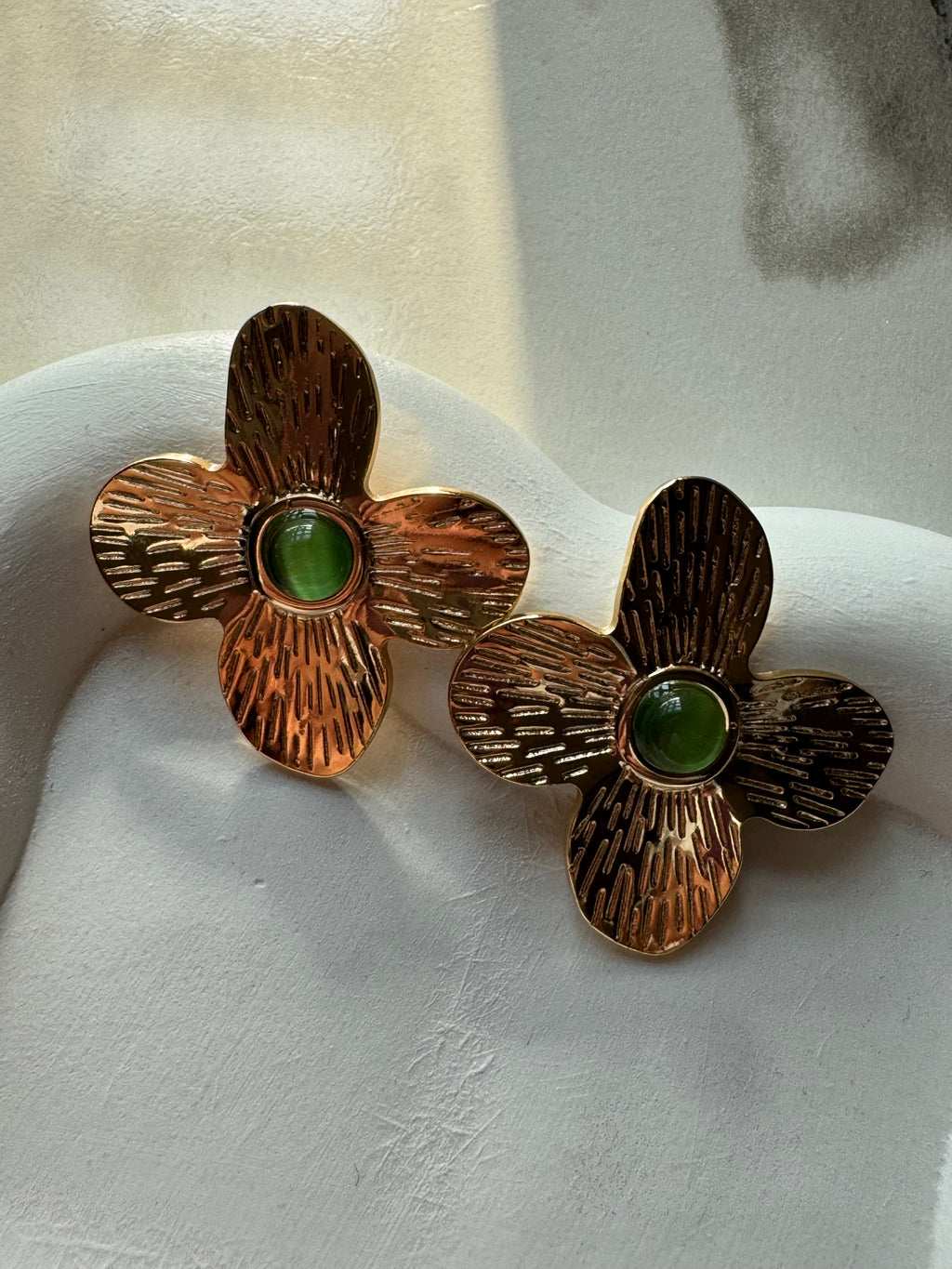 Green Lime & Gold Statement Earrings