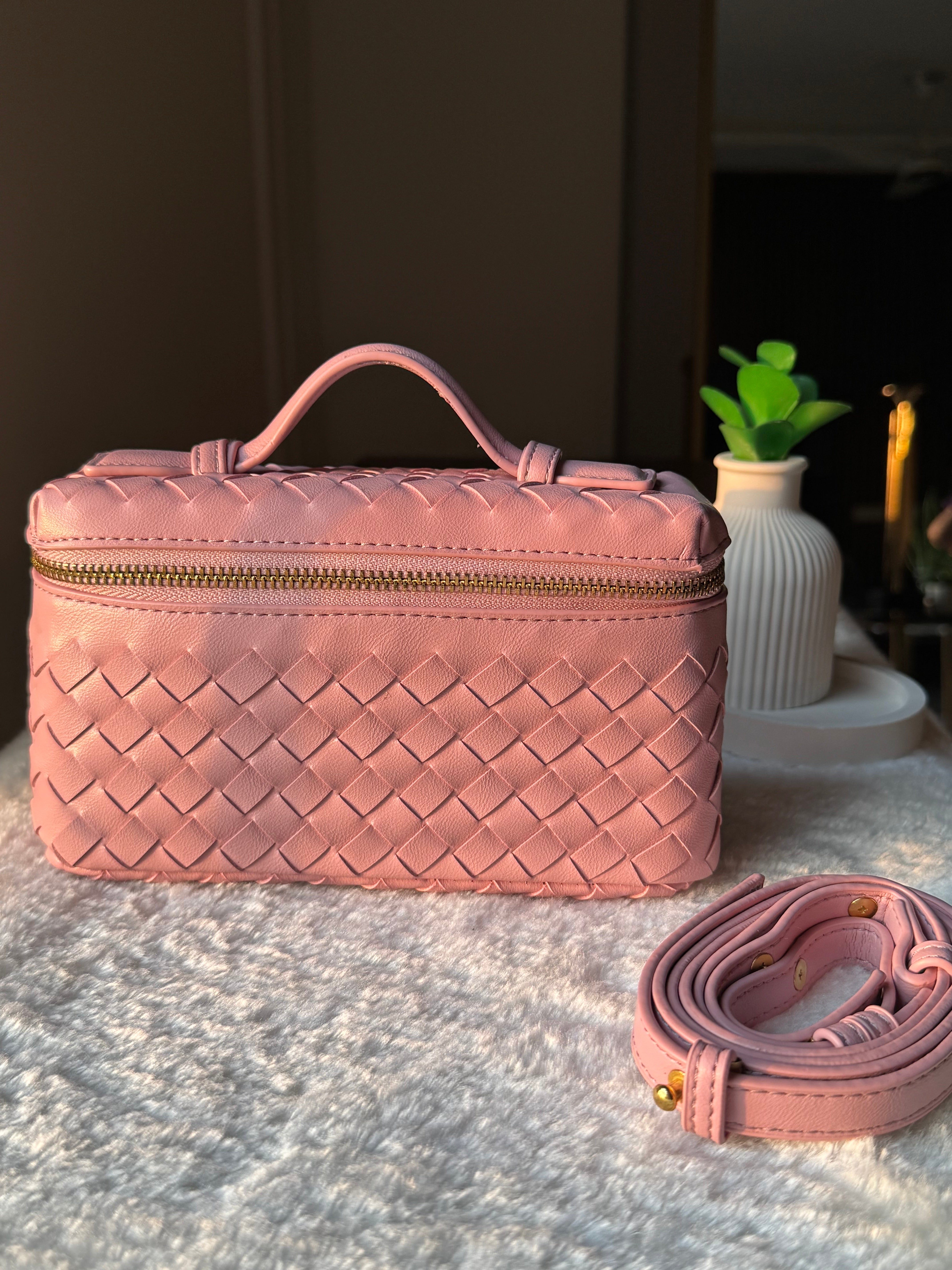 JW Pie Woven Bag with Long Strap (Pink)