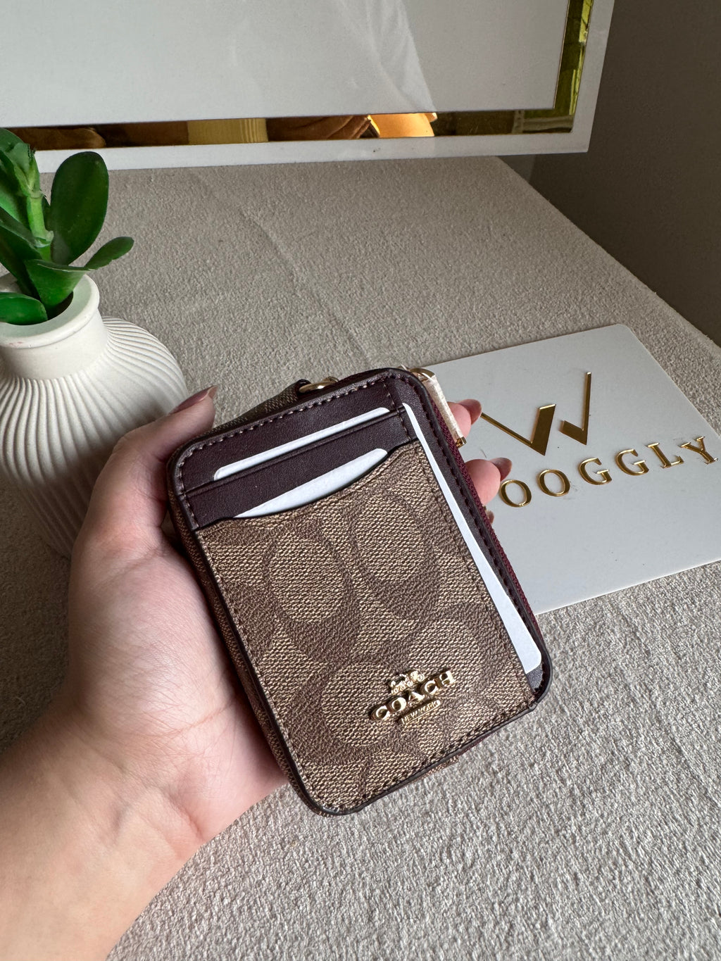 Coach Zip Card Case - Apricot Magenta