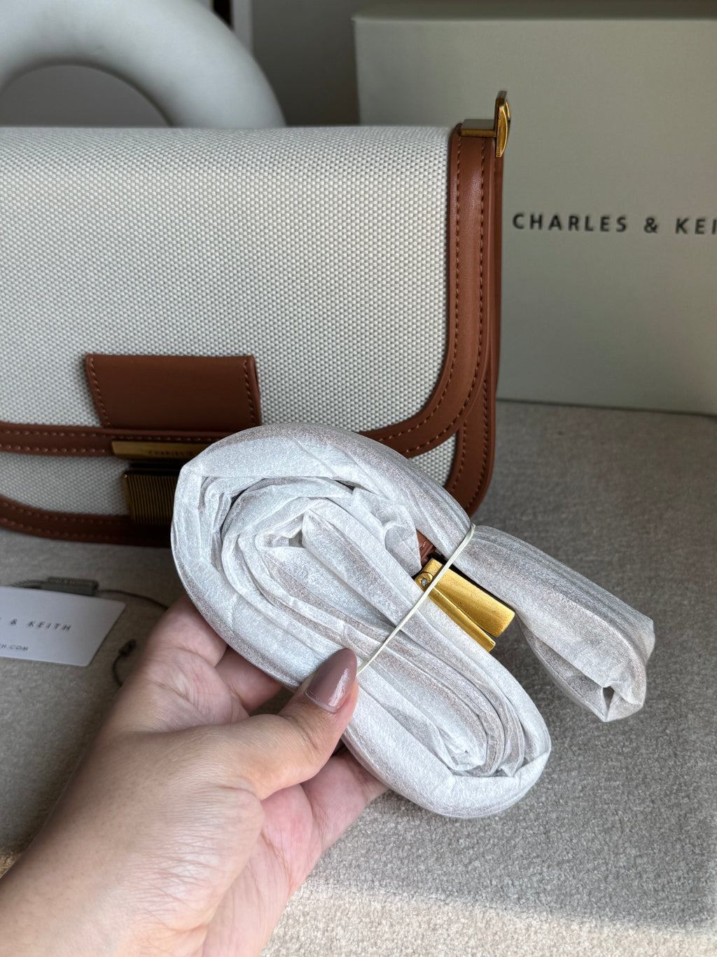 Premium C&K Coco Bag with PROPER PACKING Cream & Brown