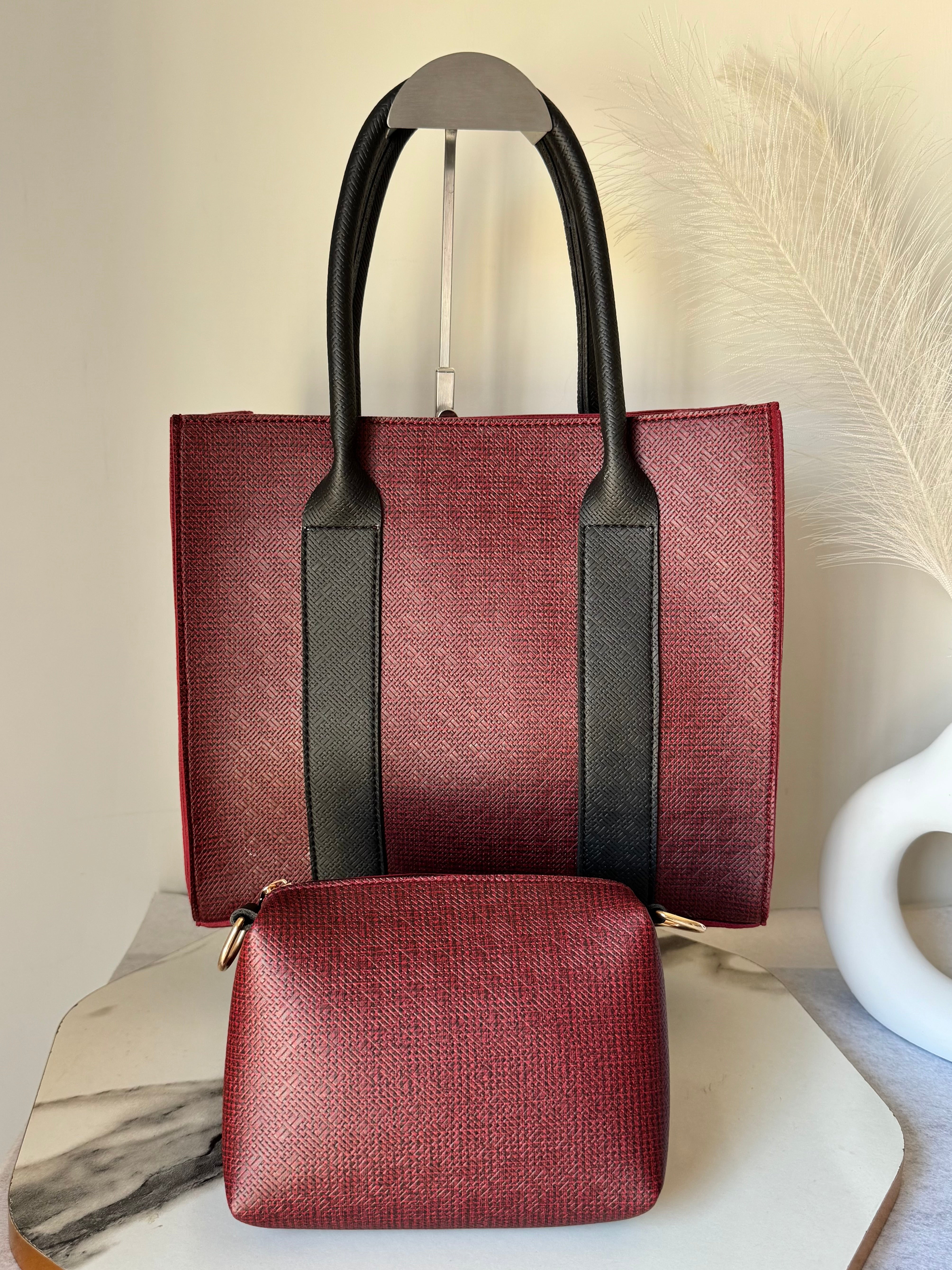 Mashion Tote with Pouch - Maroon