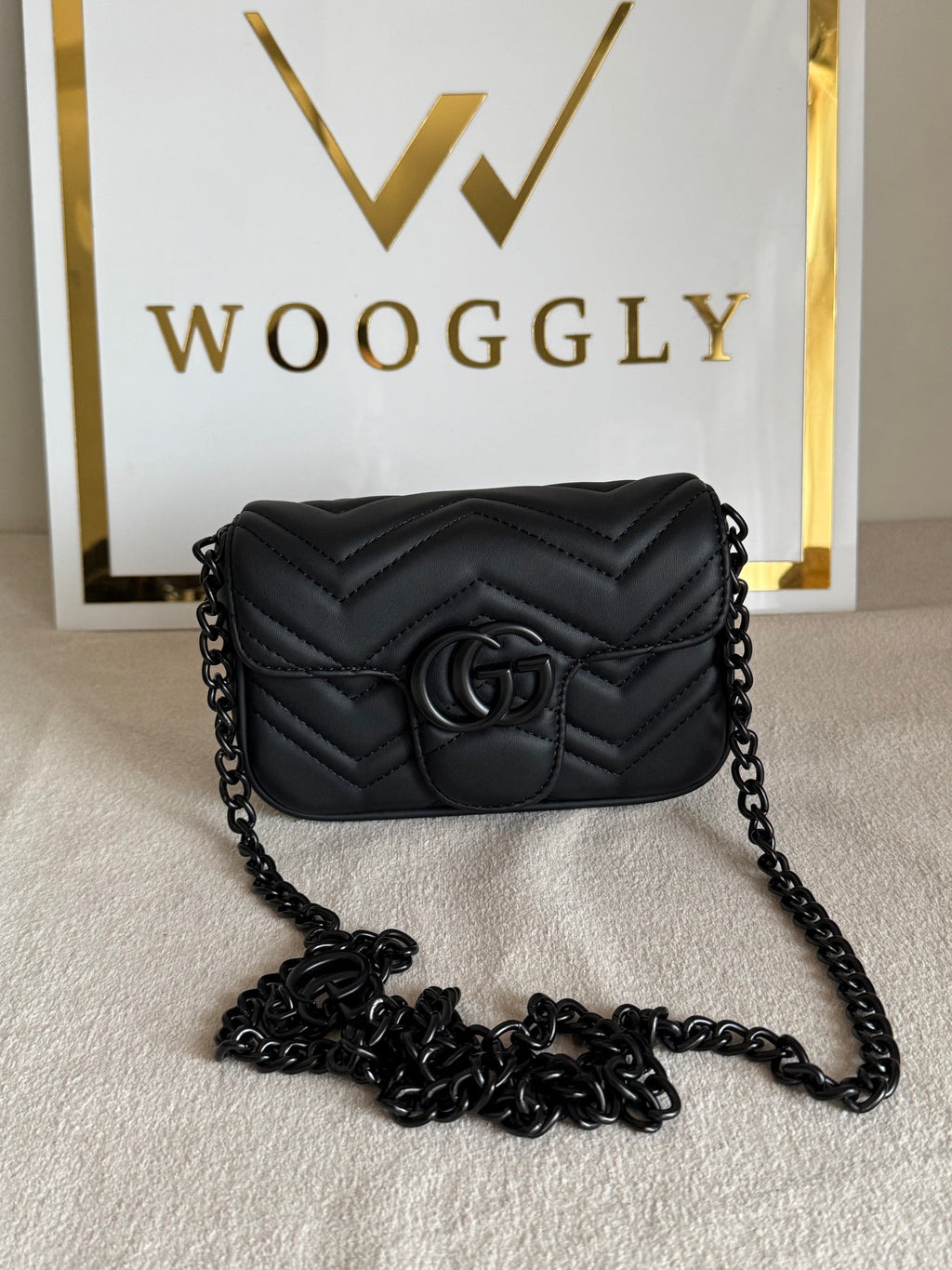 Gucci Signature Bag SMALL - Black on Black with Box Packing