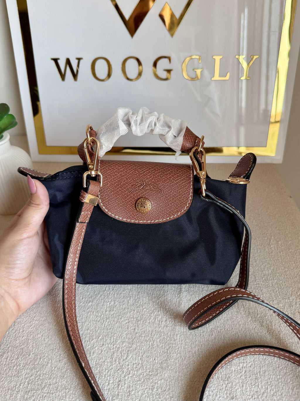 Premium LongChamp Crossbody Bag with Strap - Blue (WITH BRAND LOGO)