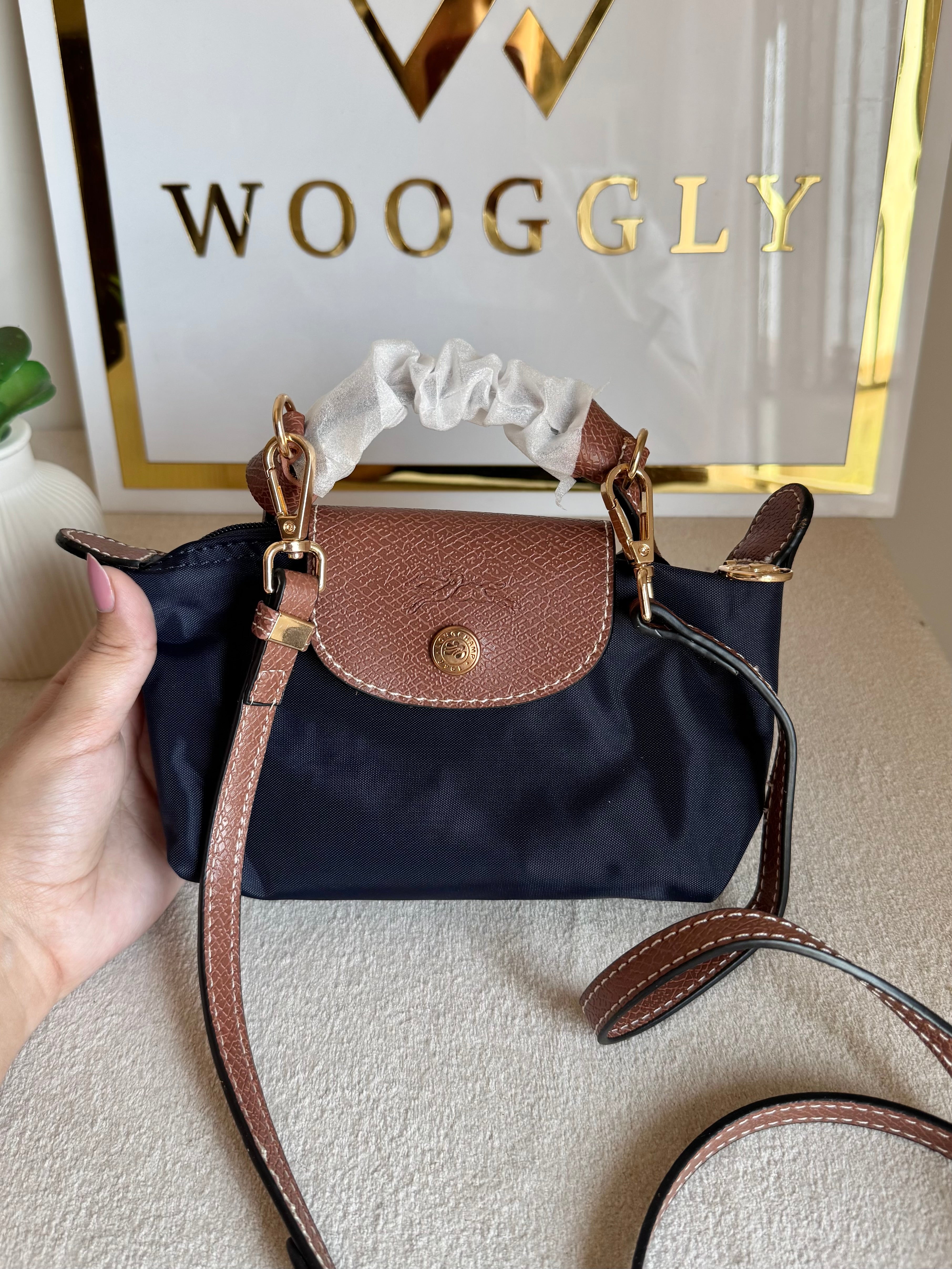 Premium LongChamp Crossbody Bag with Strap - Blue (WITH BRAND LOGO)