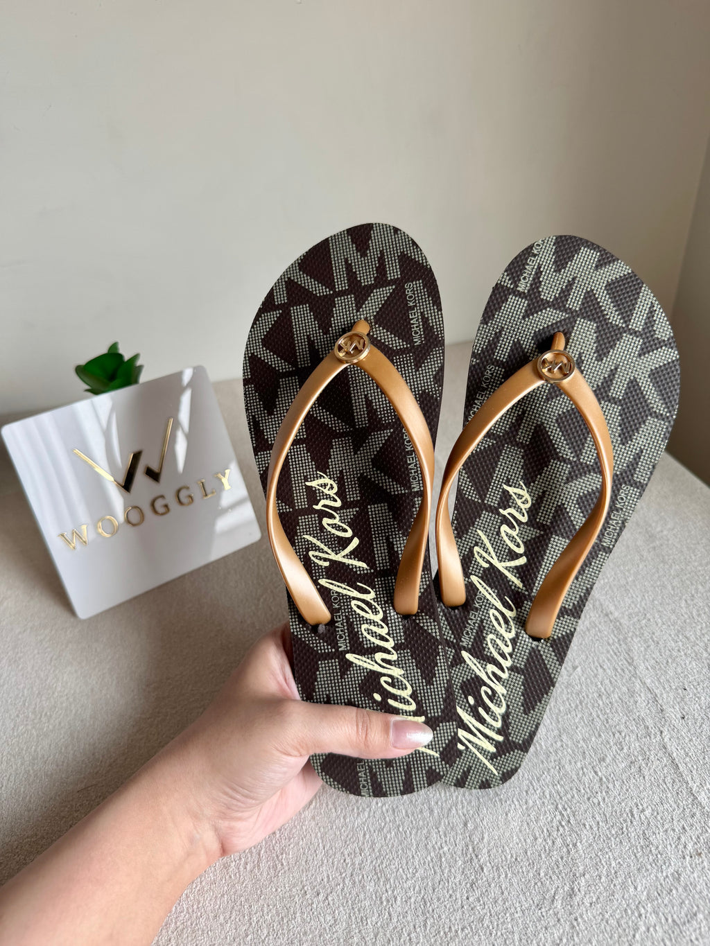 MK Black & Gold Comfy Flip Flops