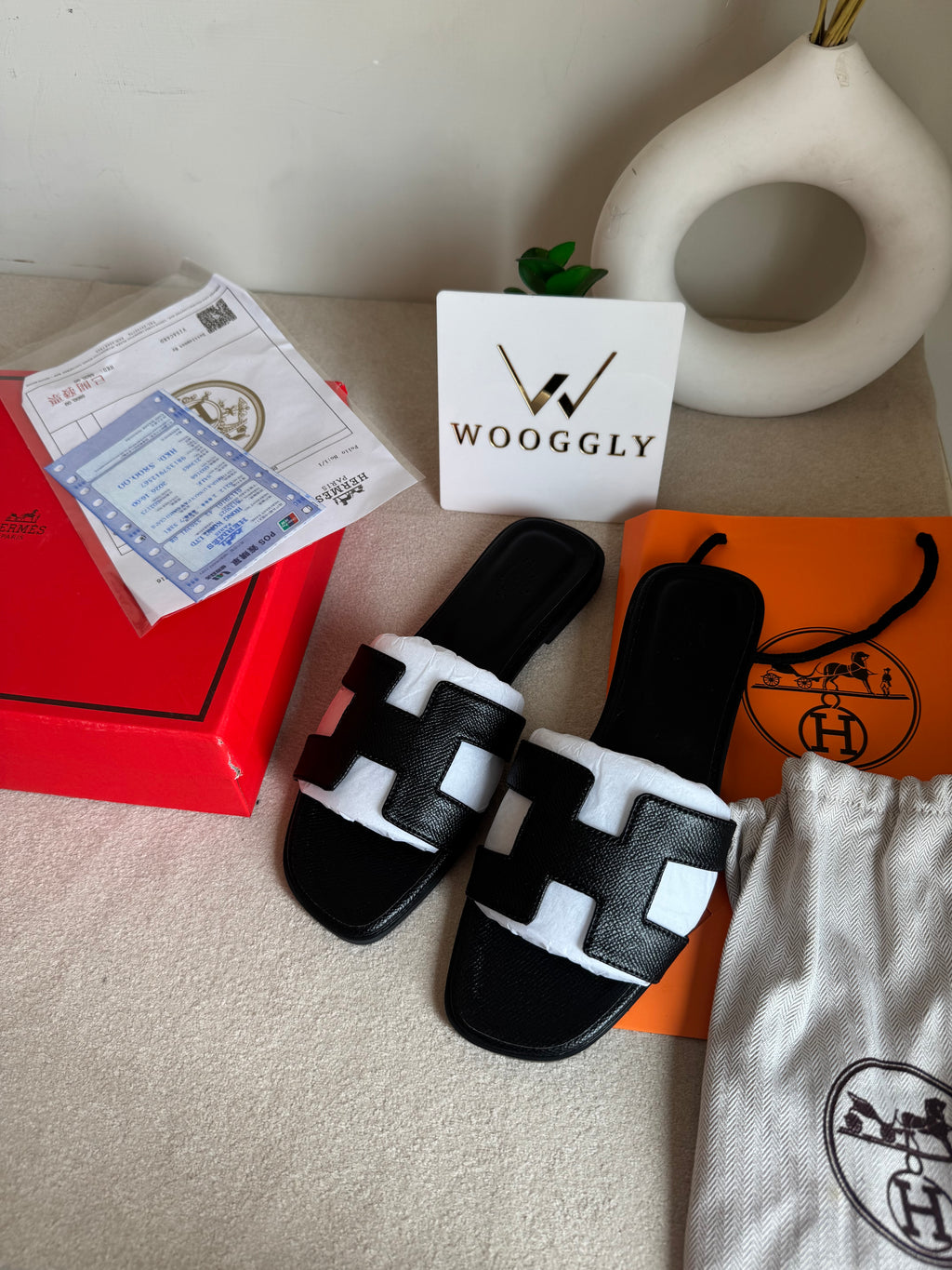 Premium Hermes Slides Black
